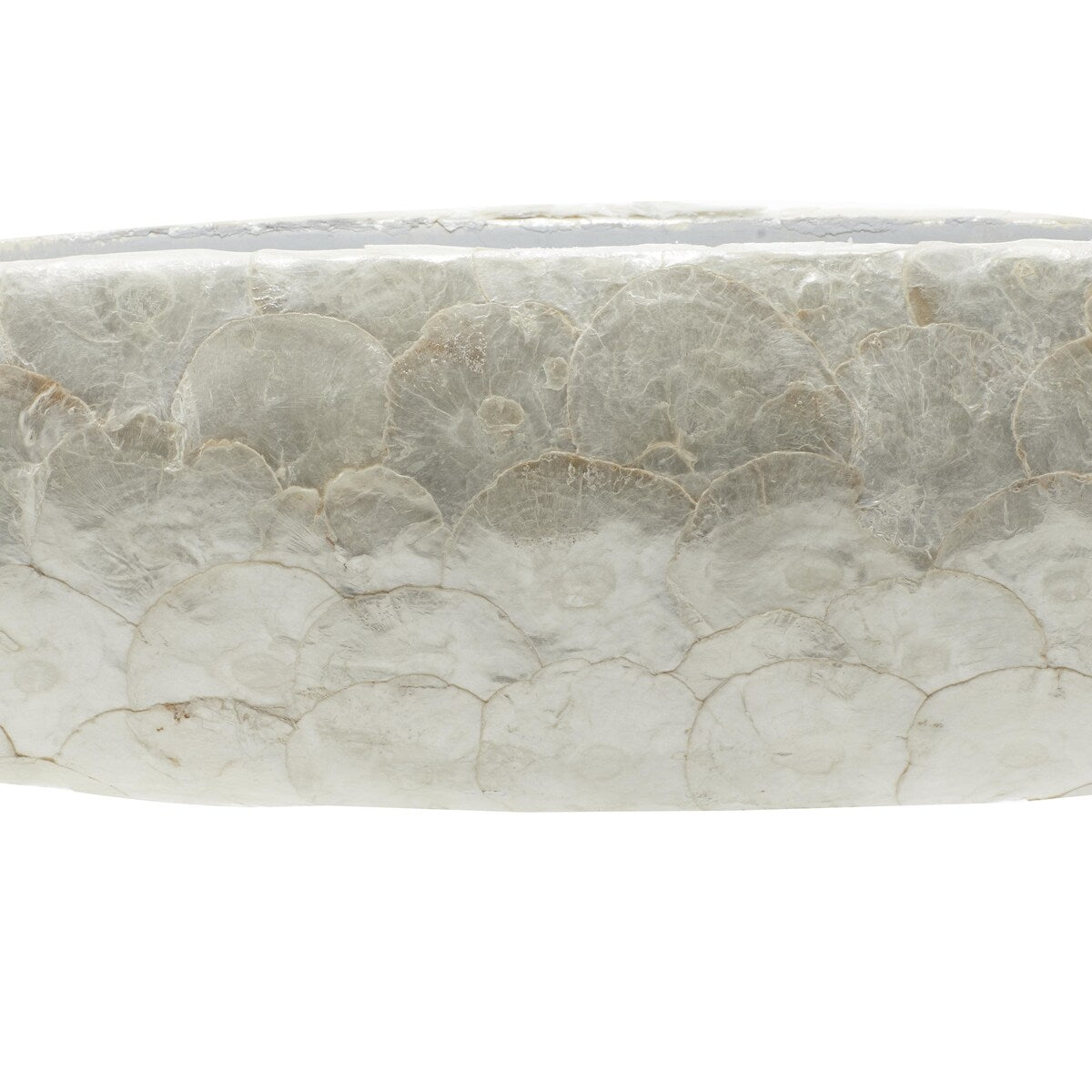 Capiz Shell Long Oval Decorative Decorative Bowl with Mosaic Shell Accents - White - Roche River Decor