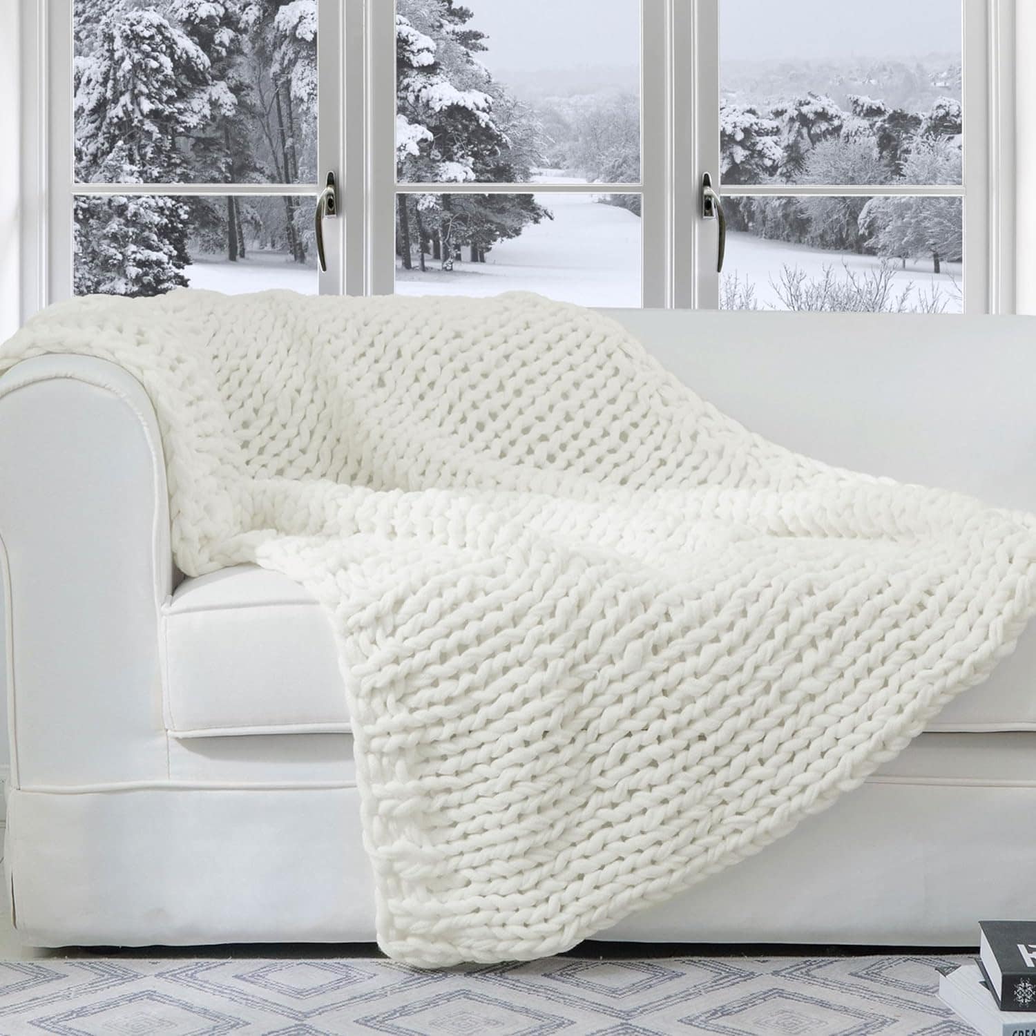 Cheer Collection Ultra Plush Chunky Cable Knit Throw Blanket