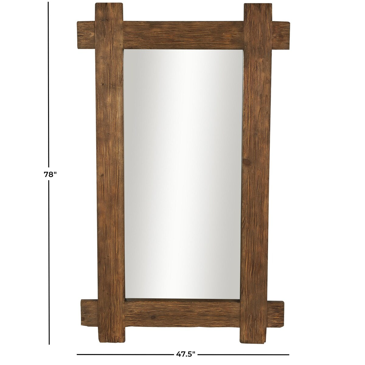 Wood Room Wall Mirror with Extended Frame and Natural Wood Grain and Texture - Brown - Roche River Decor