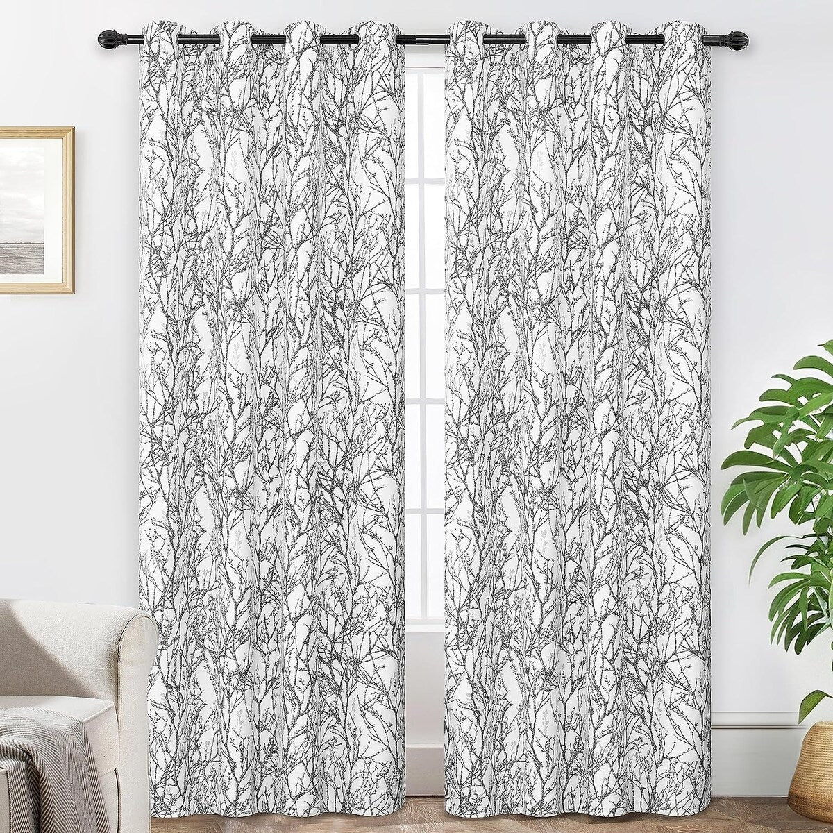 Tree Branch Grommet Window Curtain Panel