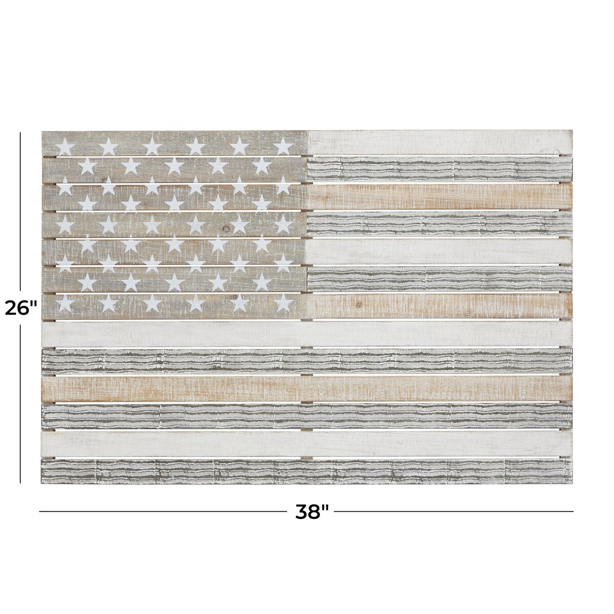 Wood American Flag Handmade Home Wall Decor - White - Roche River Decor