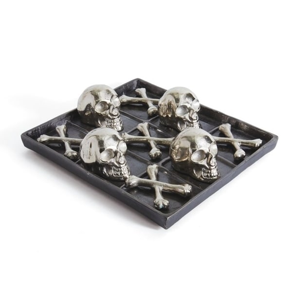 Skull and Bones Brushed Nickel Tic Tac Toe