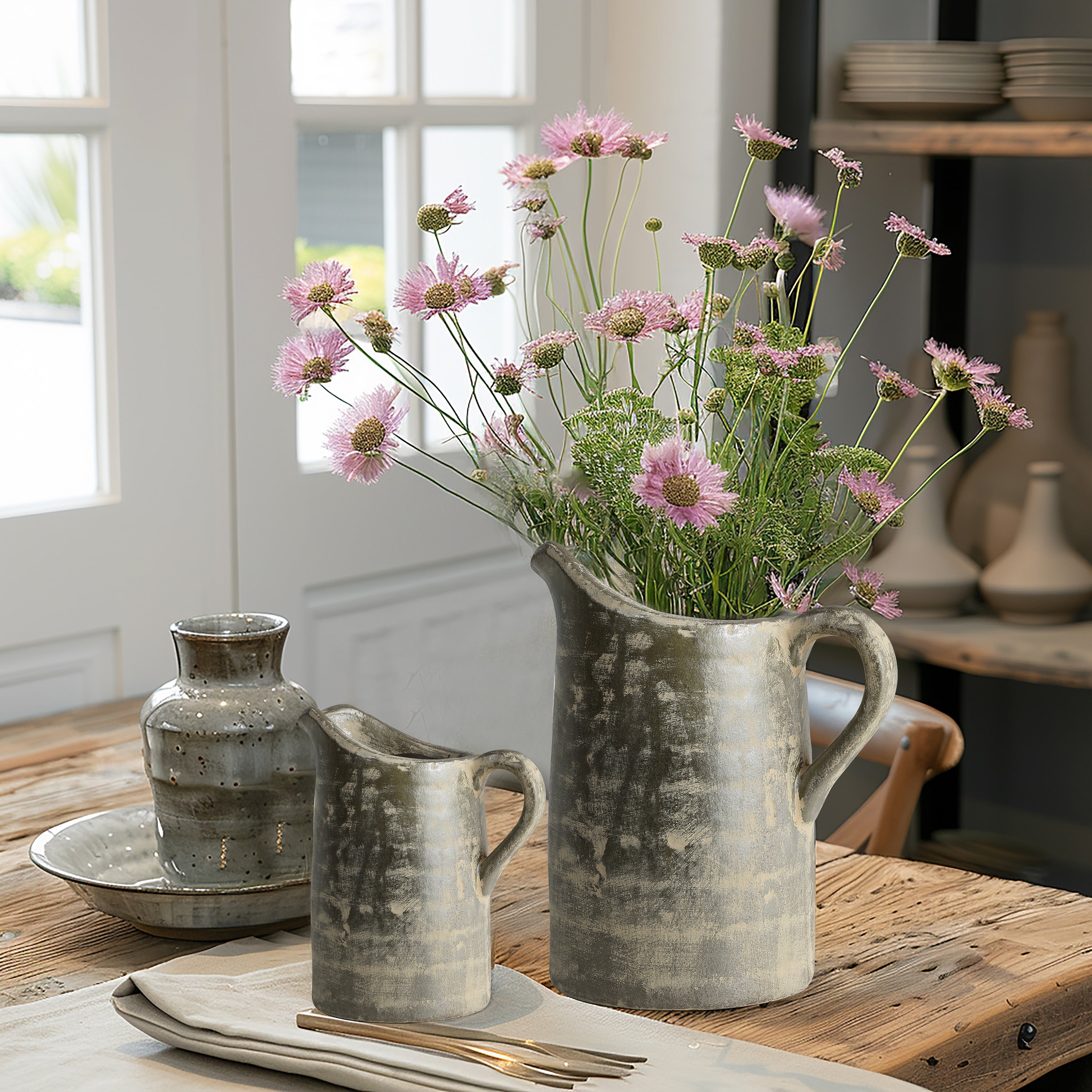 Rustic Farmhouse Brown Pitcher Terracotta Vase