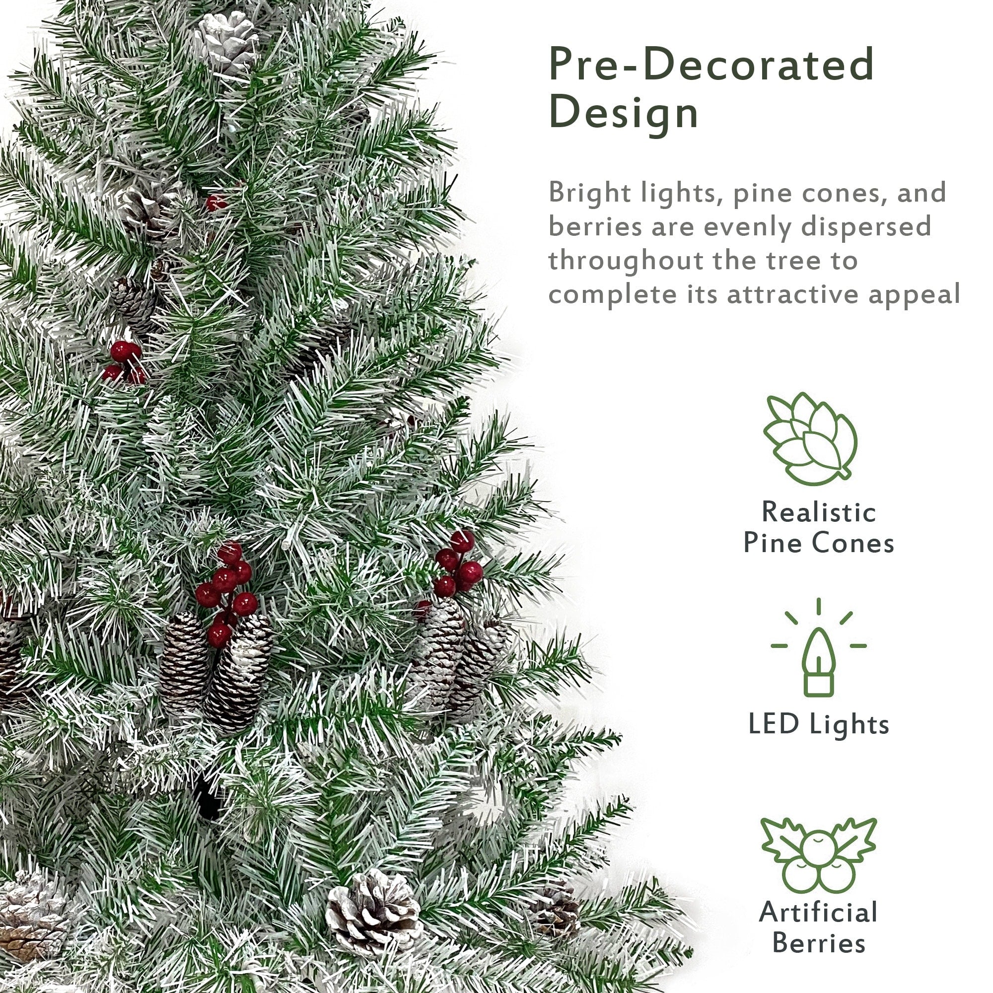 Artificial Christmas 4-Piece Set,Garland, Wreath and Set of 2 Entrance Trees X-mas with LED Lights, Christmas Tree