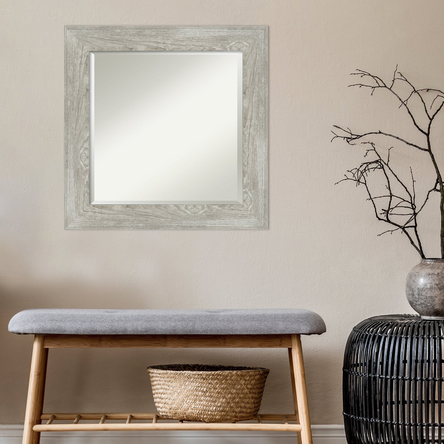 Beveled Bathroom Wall Mirror - Dove Greywash Frame