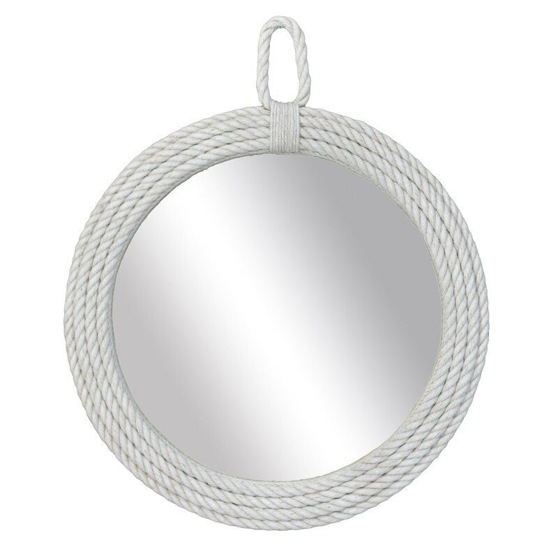 White Manila Rope Round Wall Mirror by East at Main