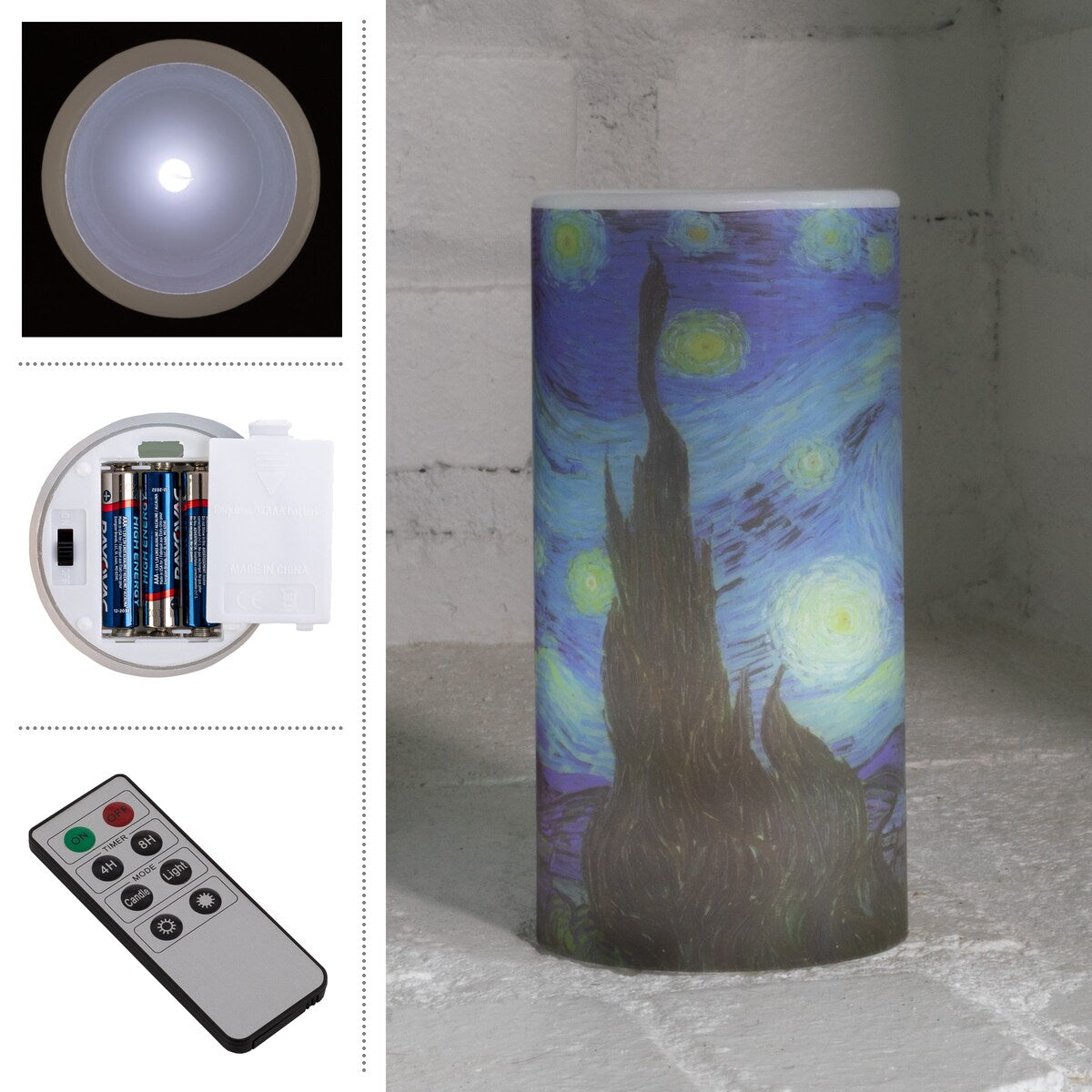 Lavish Home 3-Pack Van Gogh Collection LED Candles - 3-pieces