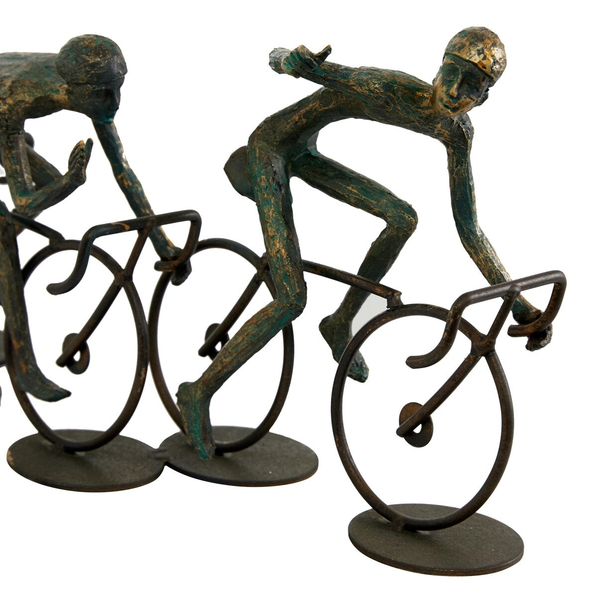 Polystone People Decorative Sculpture with Bike - Bronze - Roche River Decor