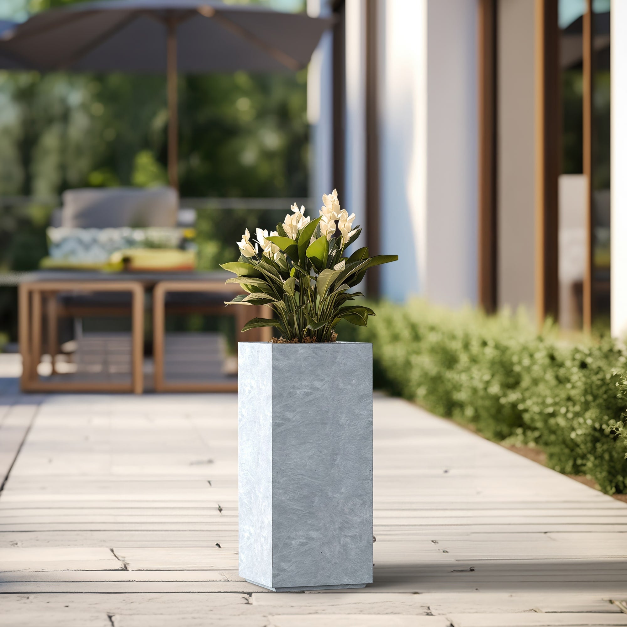 Tall Concrete Rectangle Plant Boxes / Large Indoor and Outdoor Flower Planters