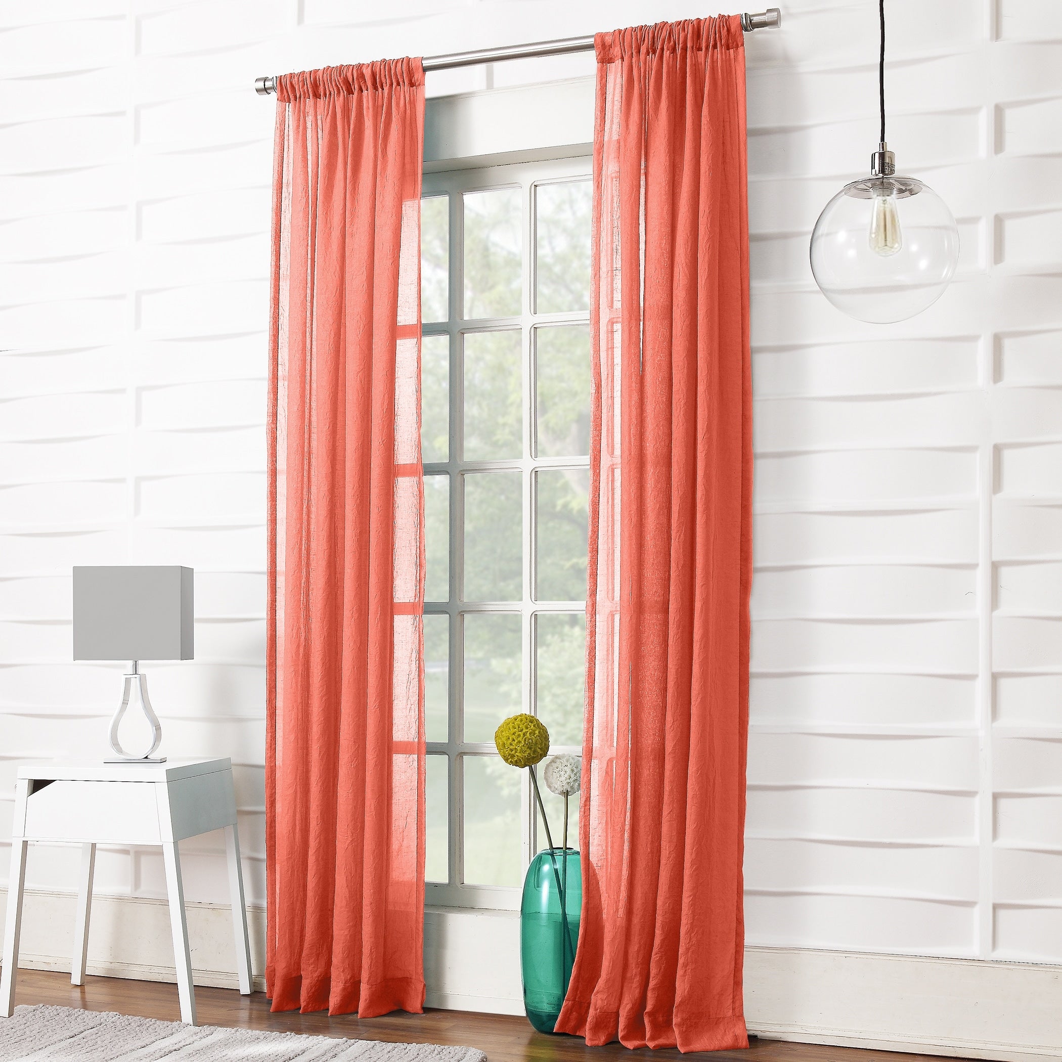 No. 918 Ladonna Crushed Texture Semi-Sheer Rod Pocket Curtain Panel, Single Panel