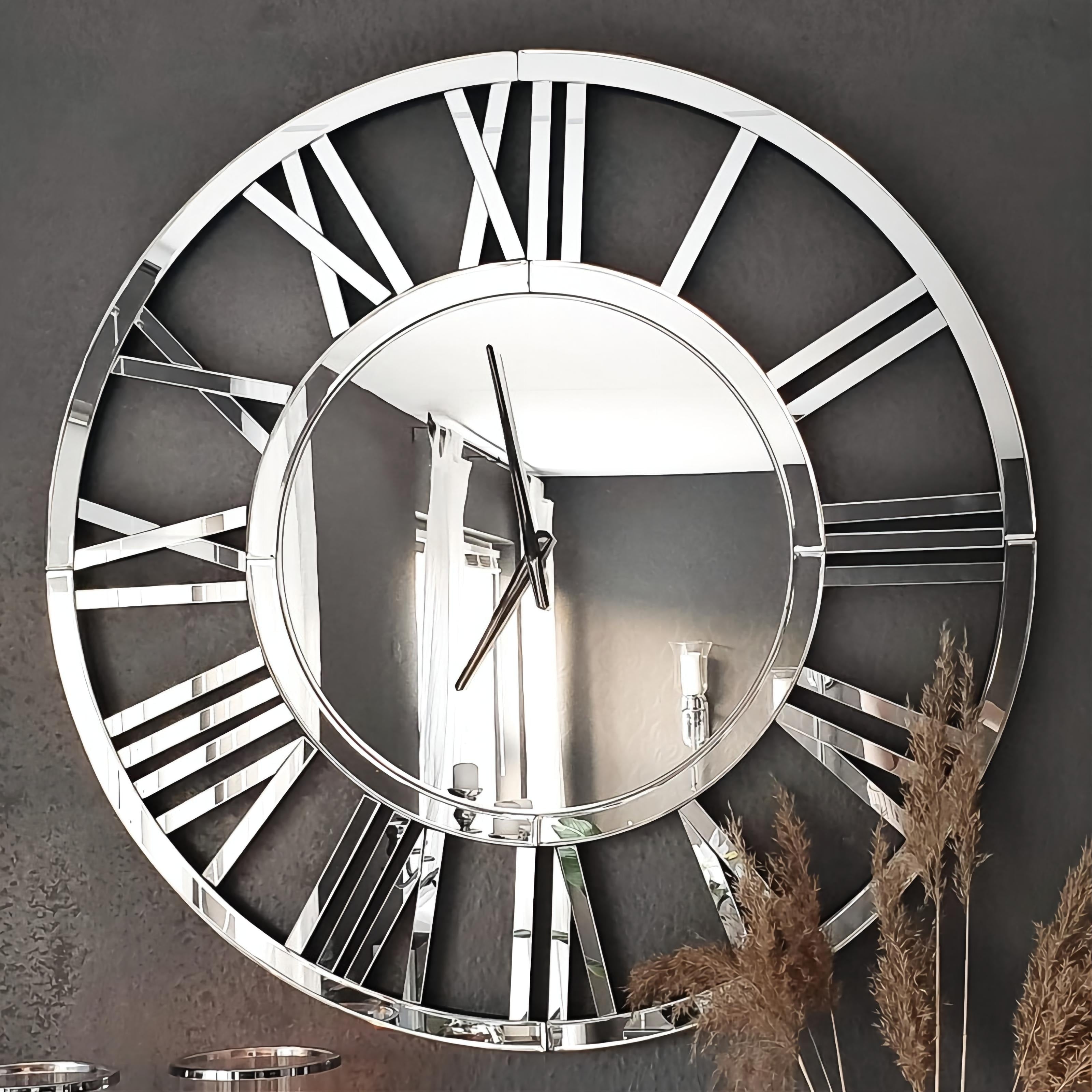 Round Wall Clock- Modern Clocks Mirrored Wall Decor