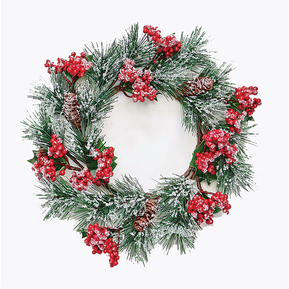 13 Artificial Christmas Mini Wreath And Centerpiece with Snow Berry and Pine - 13