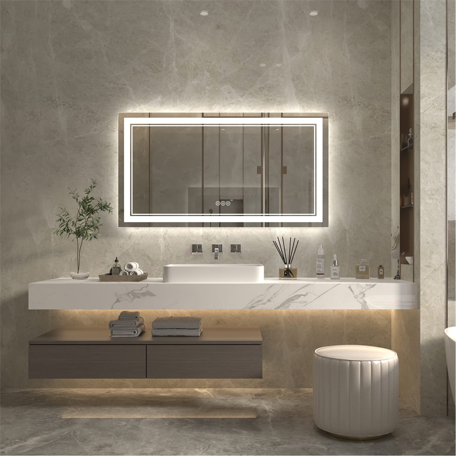 ExBrite Anti-Fog LED Bathroom Mirror with Endless Dimming