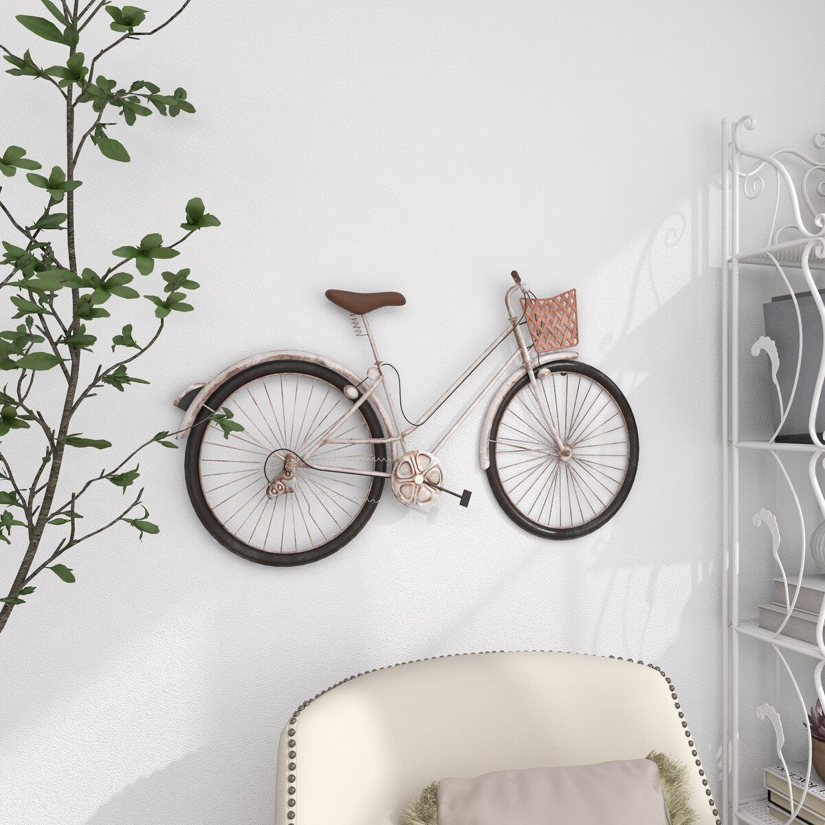 Metal Bike Home Wall Decor with Seat, Basket and Handles - Multi Colored - Roche River Decor