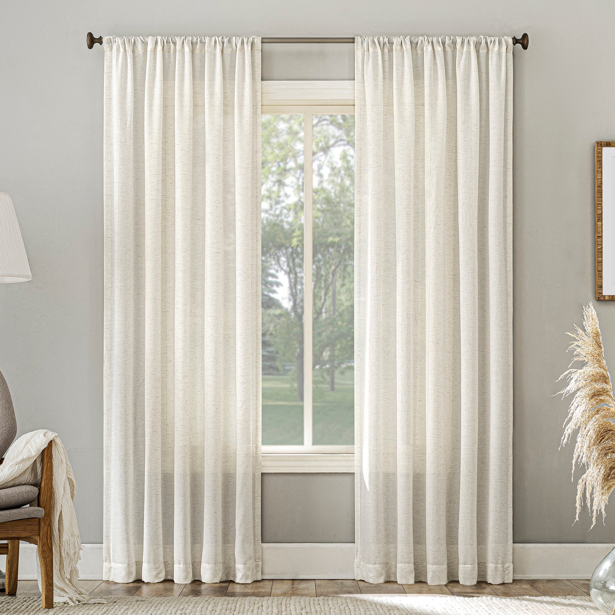 No. 918 Amalfi Linen Blend Semi-Sheer Rod Pocket 1-Piece Curtain Panel, Single Panel