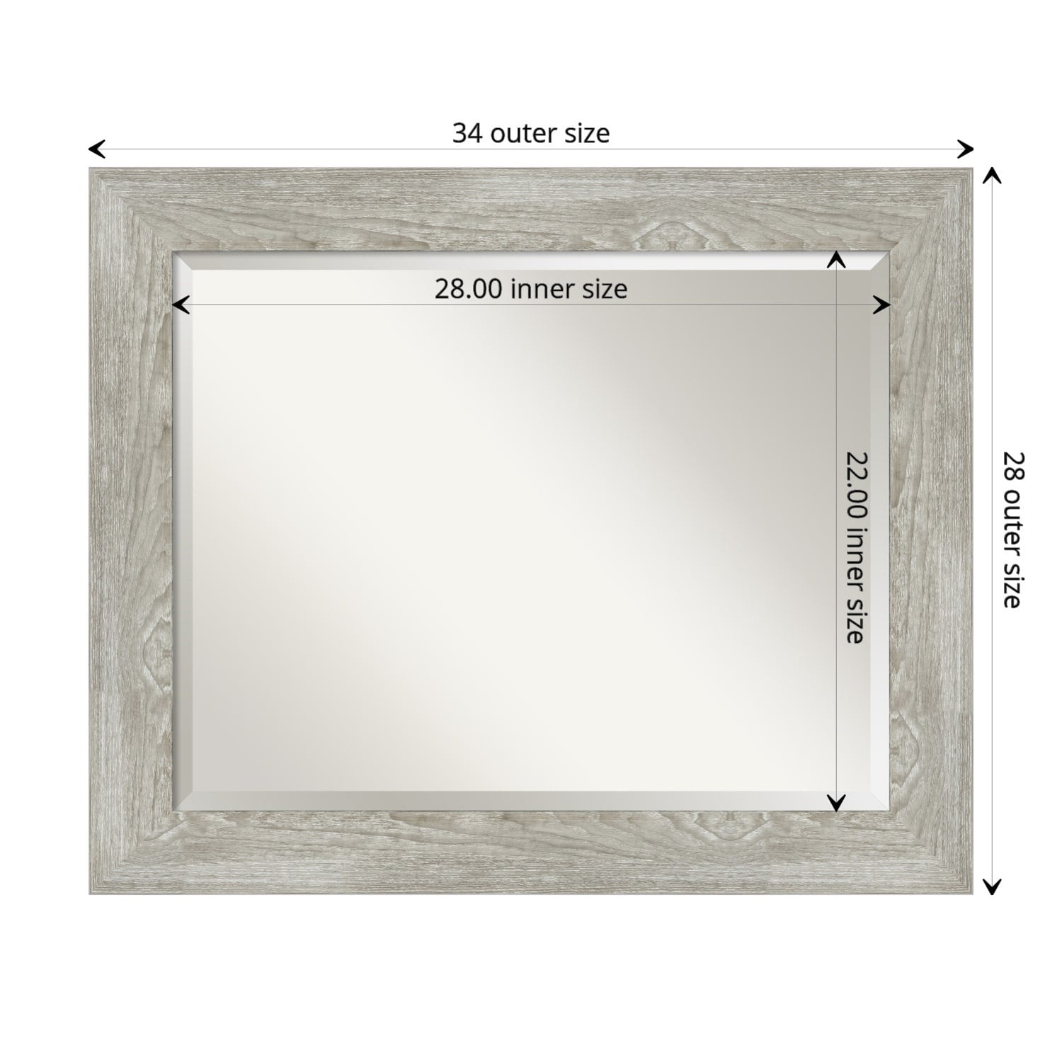 Beveled Bathroom Wall Mirror - Dove Greywash Frame