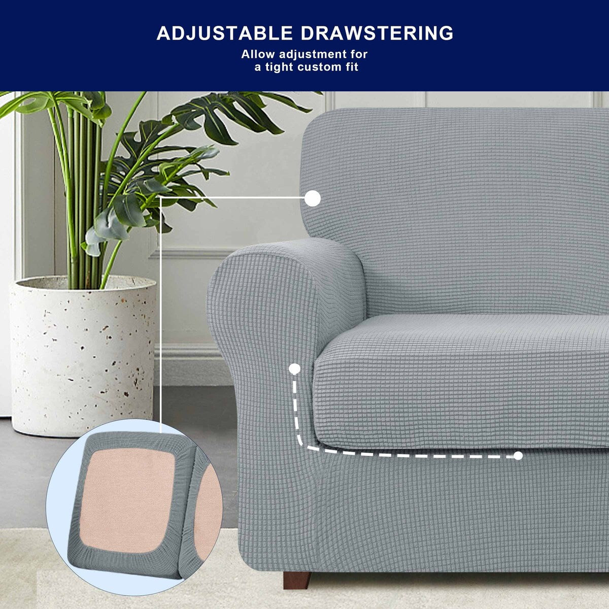 Subrtex 5-Piece Stretch Loveseat Slipcover Sets with 2 Backrest Cushion Covers and 2 Seat Cushion Covers