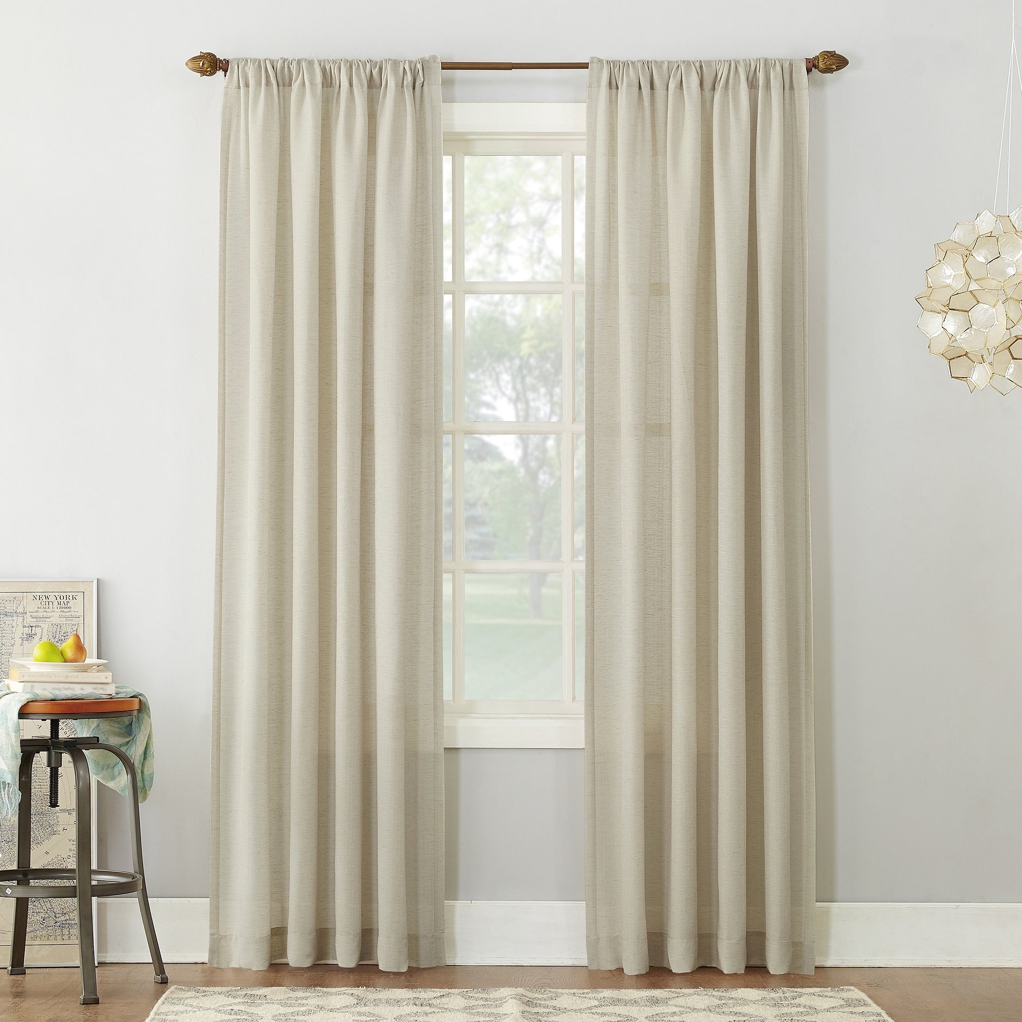 No. 918 Amalfi Linen Blend Semi-Sheer Rod Pocket 1-Piece Curtain Panel, Single Panel