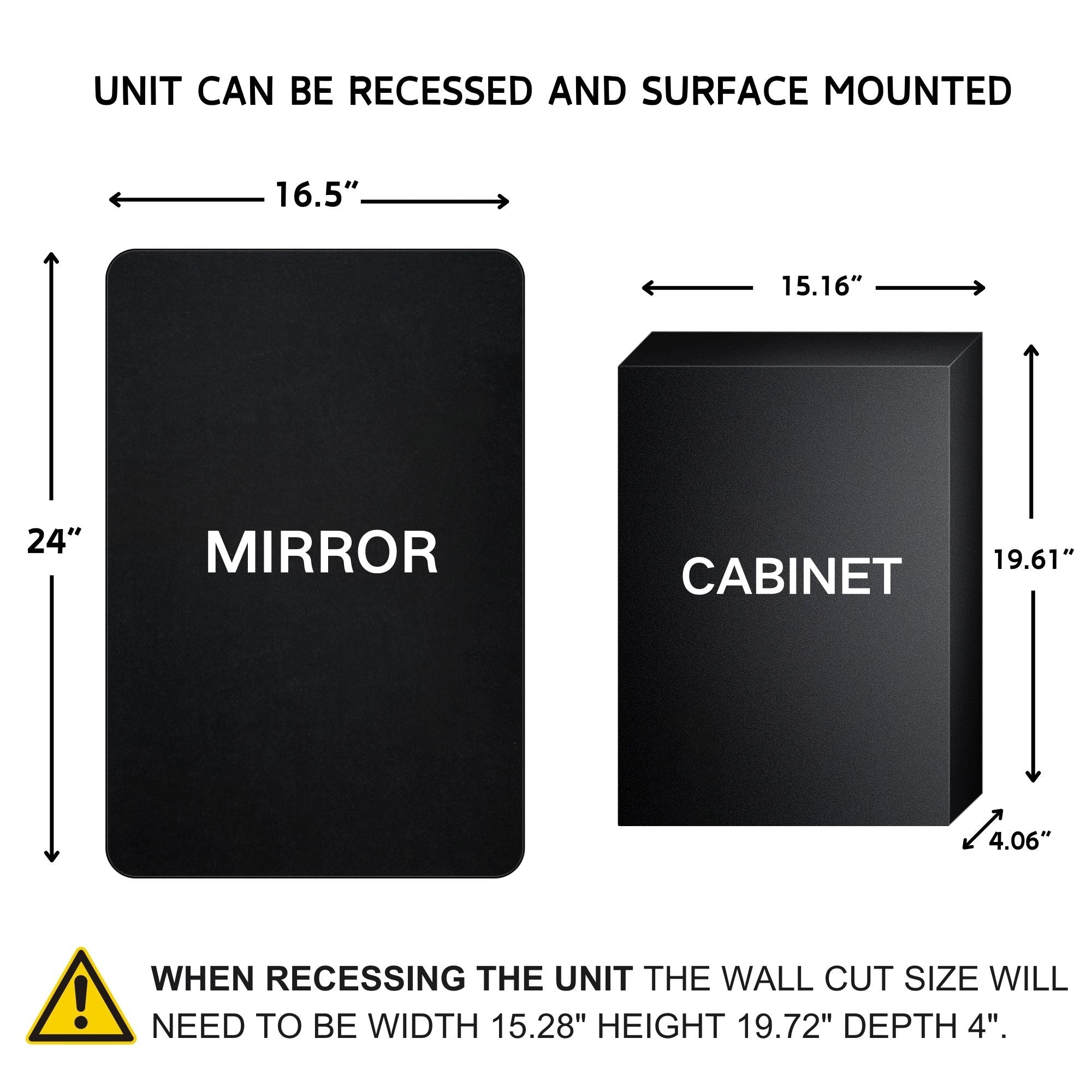 TEHOME Garnes Recessed or Surface Mount Framed Medicine Cabinet with Adjustable Shelves