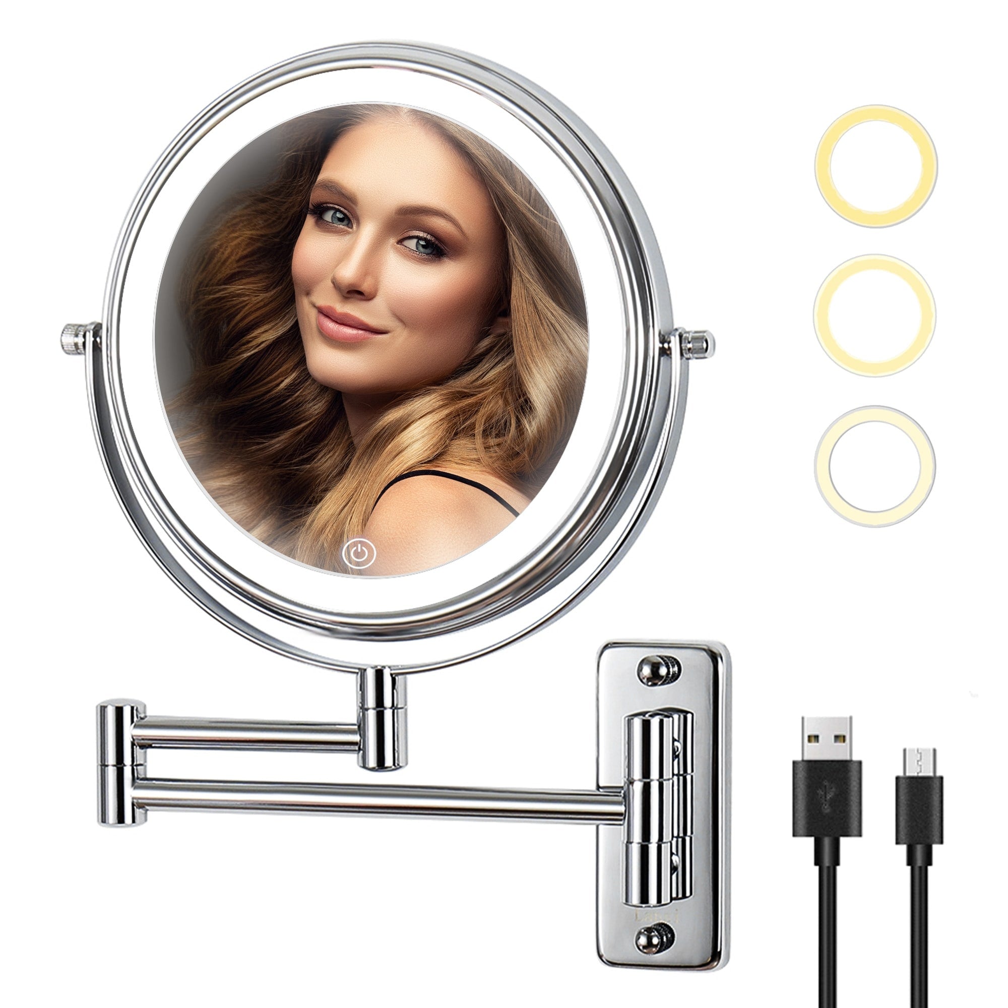 Yulika Plug-in Wall Mounted Makeup Mirror Magnifying Mirror with Light 1X/10X or 1X/7X