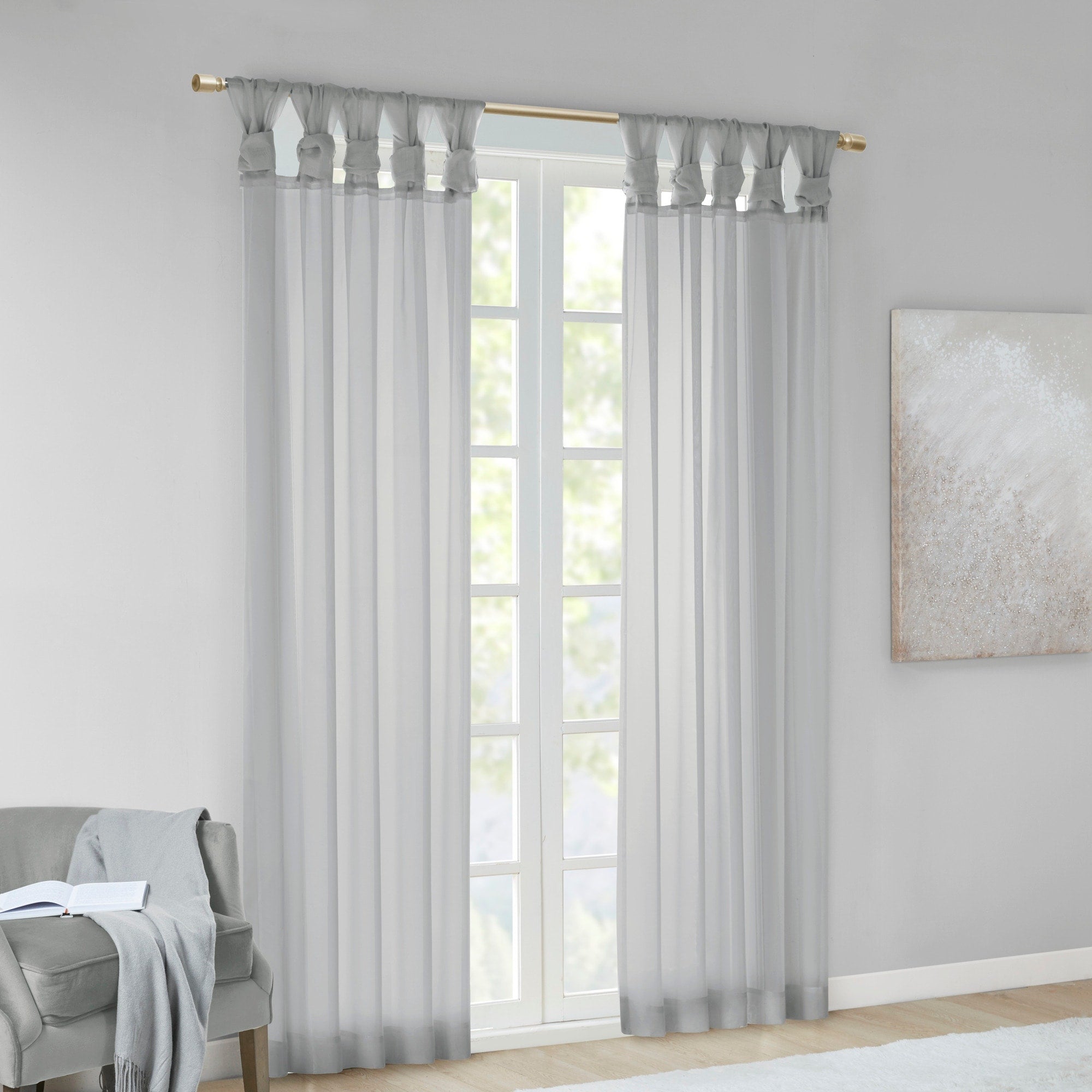 Madison Park Elowen Twisted Tab Voile Sheer Window Curtain Pair