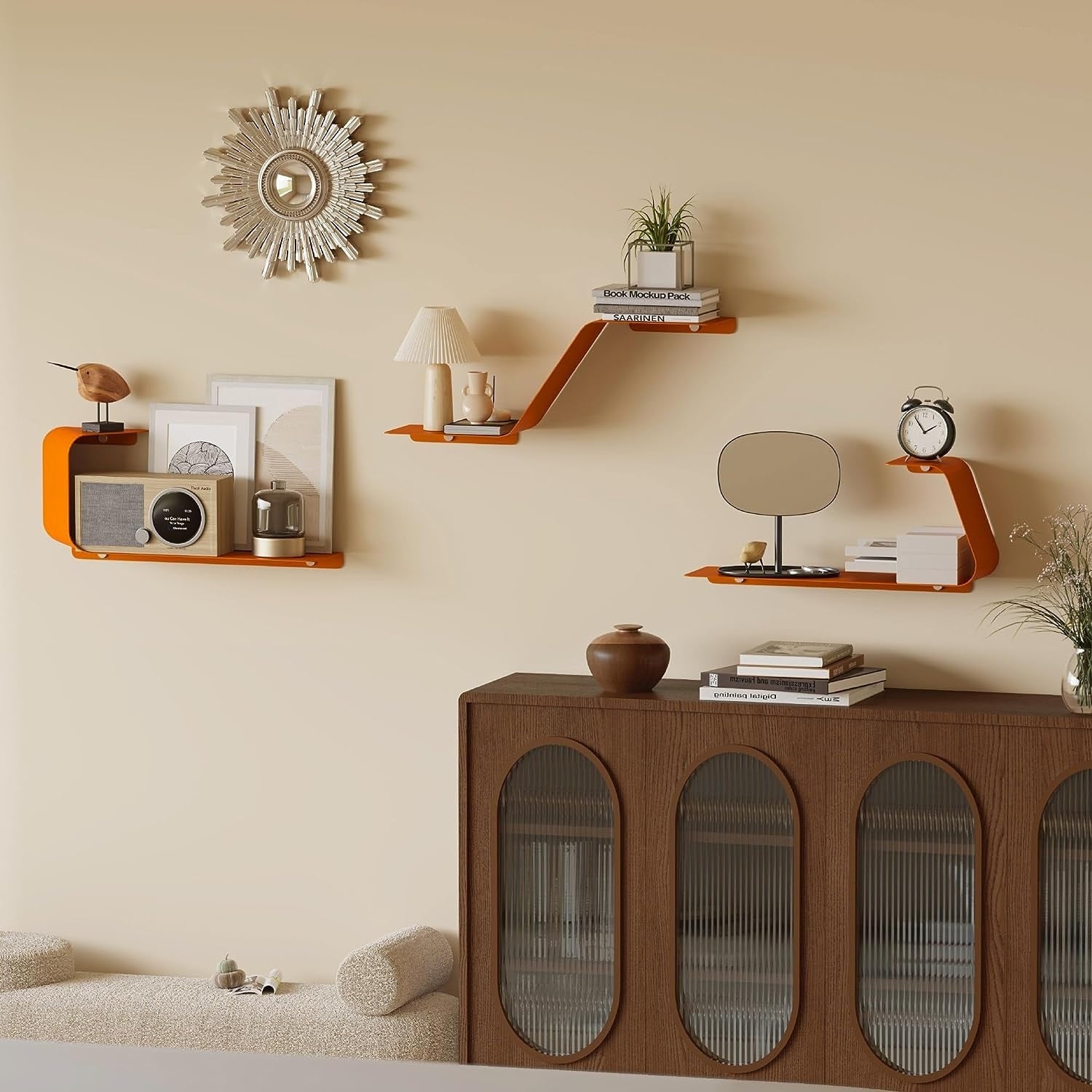 Sttoraboks 3 Floating Shelves Wall Mounted Metal Shelves for Versatile Storage Bathrooms,Bedrooms Kitchens