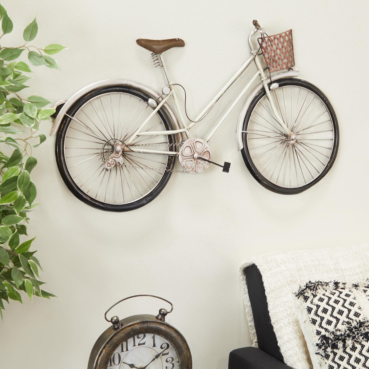 Metal Bike Home Wall Decor with Seat, Basket and Handles - Multi Colored - Roche River Decor