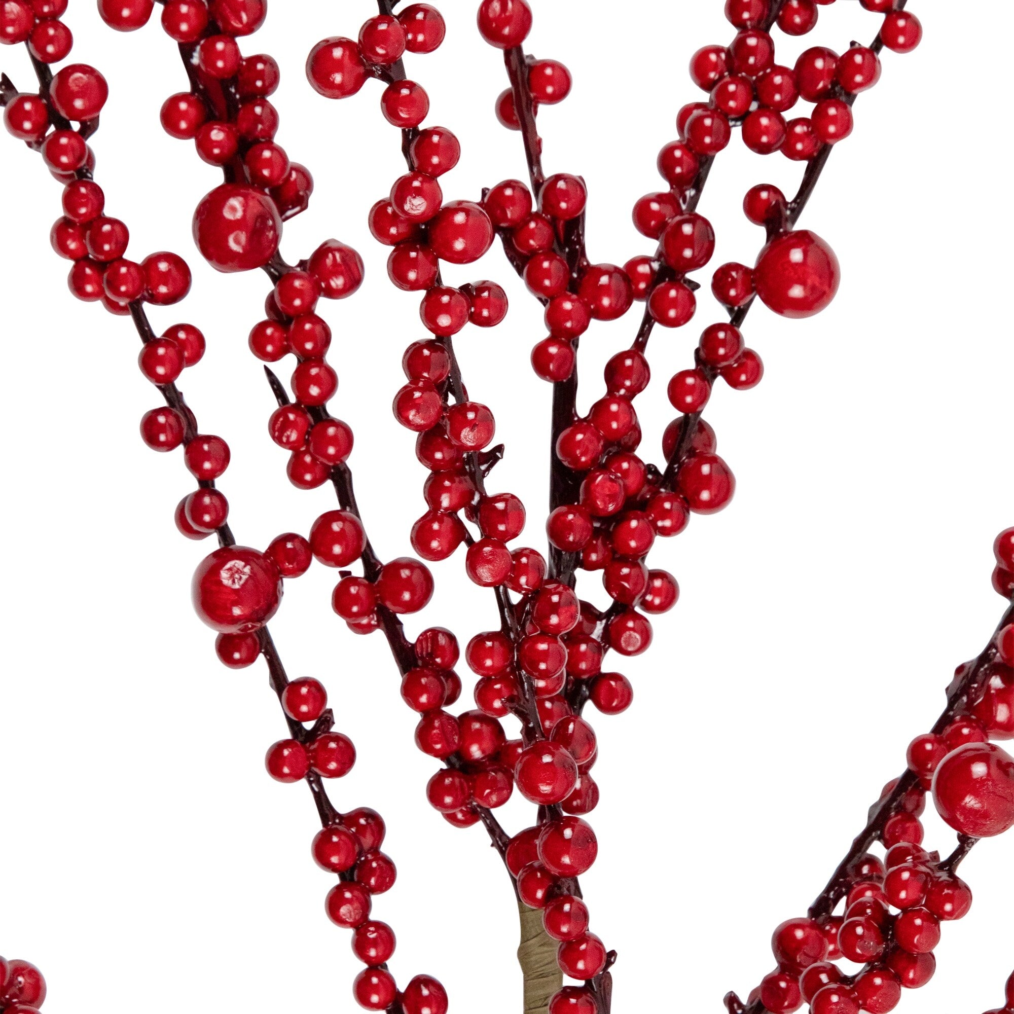 40 Red Berries Artificial Christmas Twig Spray