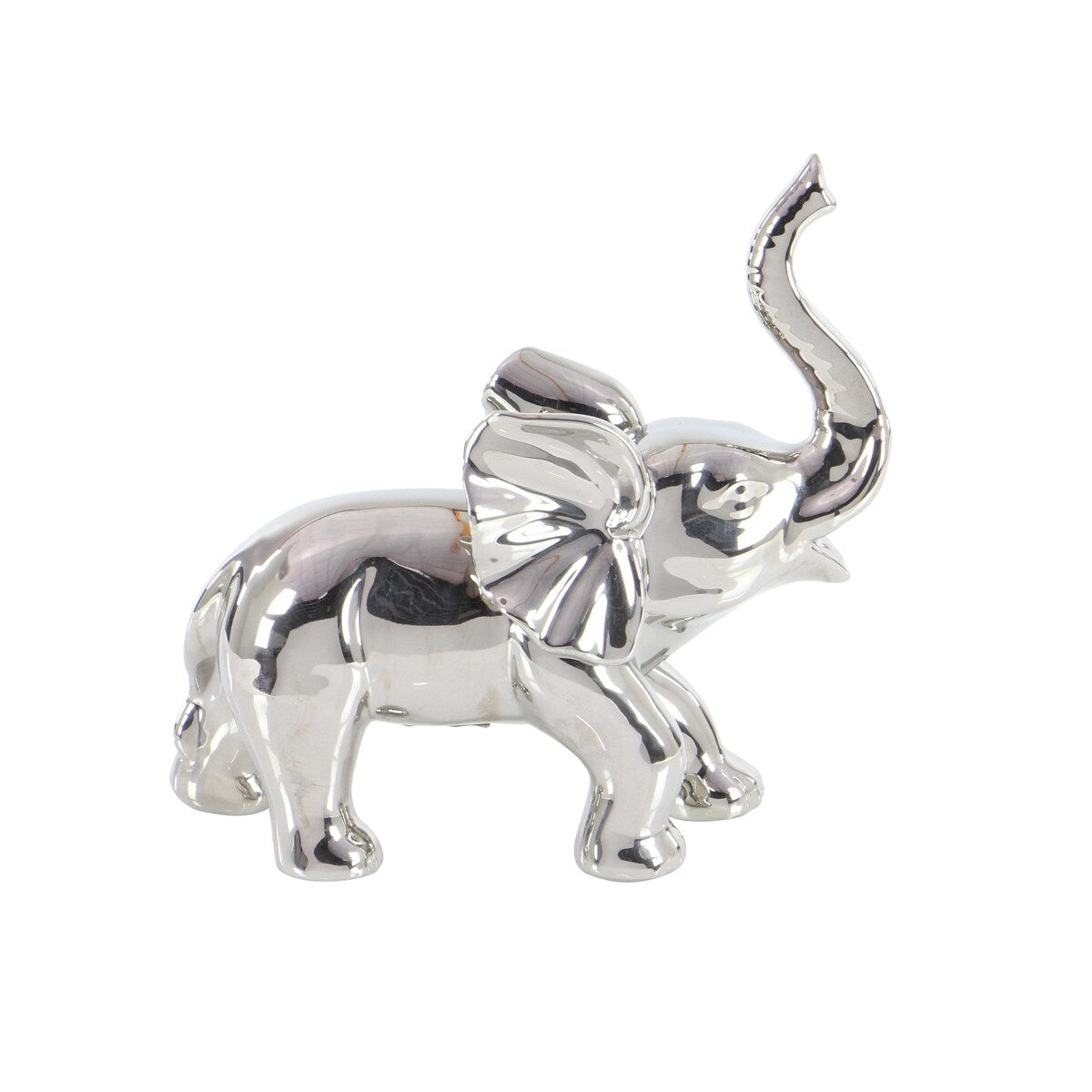 Porcelain Ceramic Elephant Decorative Sculpture - Silver - Roche River Decor