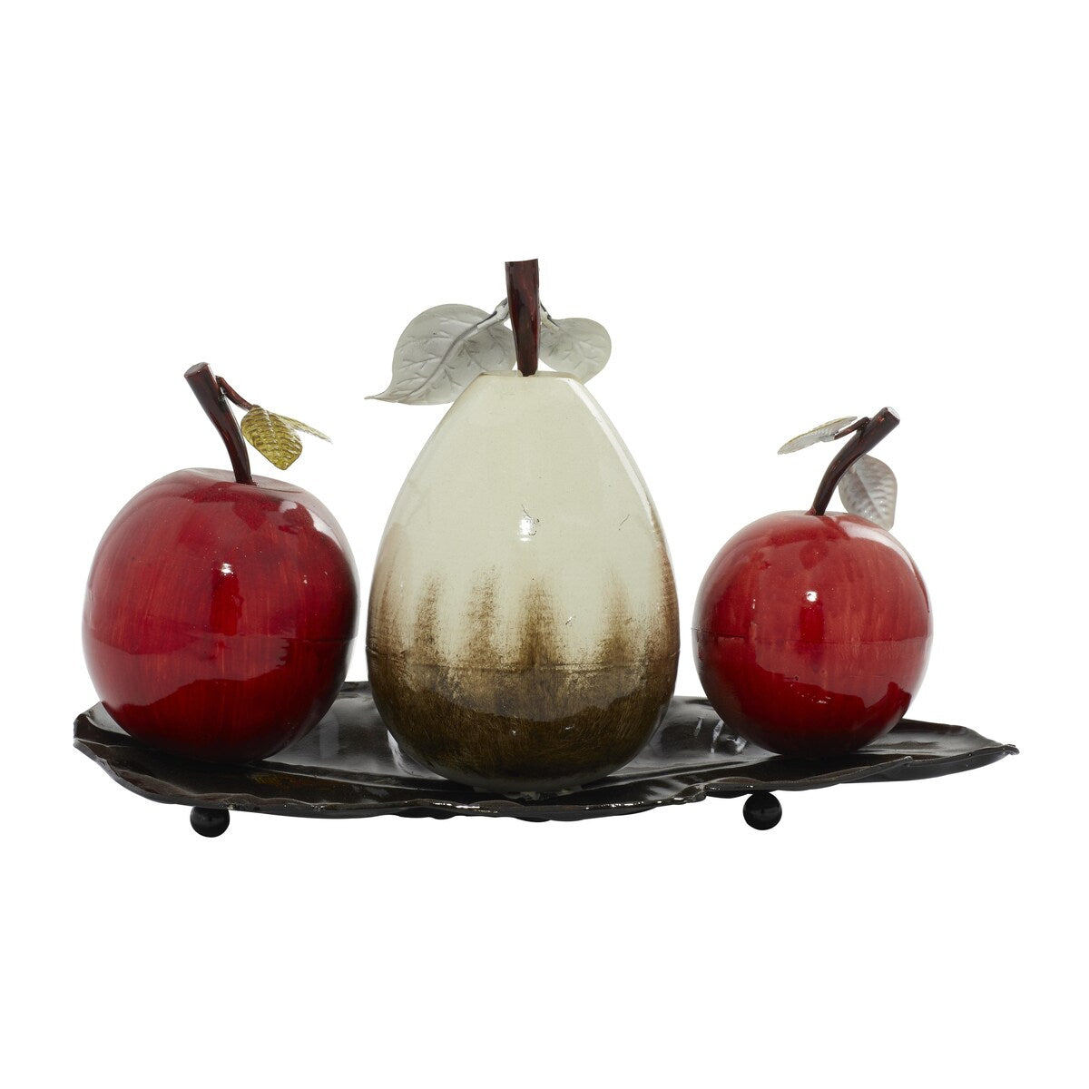 Metal Fruit Decorative Decorative Sculpture with Platter - Red - Roche River Decor