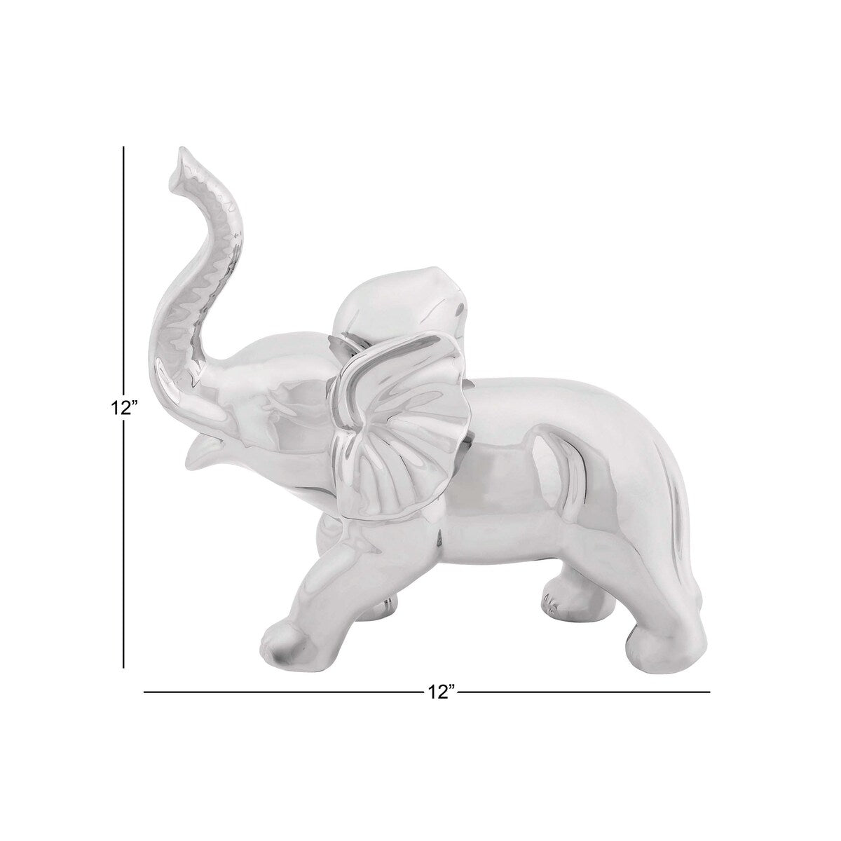 Porcelain Ceramic Elephant Decorative Sculpture - Silver - Roche River Decor