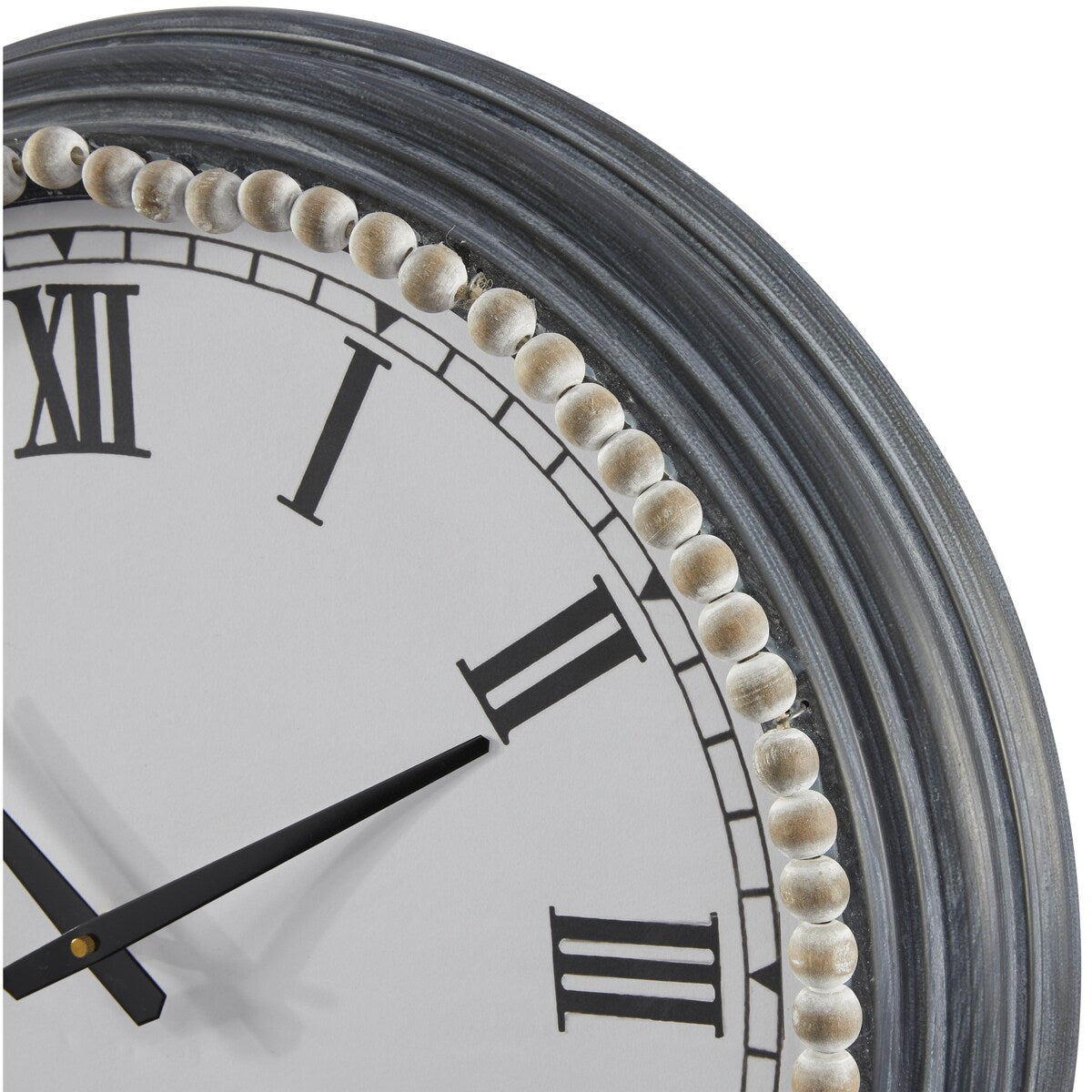 Metal Decorative Wall Clock with Beaded Accents - White - Roche River Decor