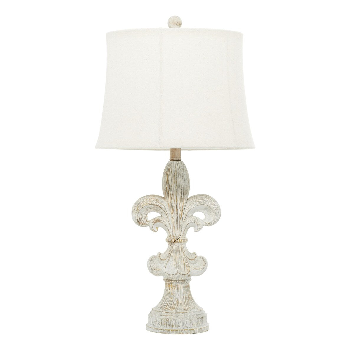 Polystone Fleur De Lis Room Table Lamp - Set of 2 Beige - Roche River Decor