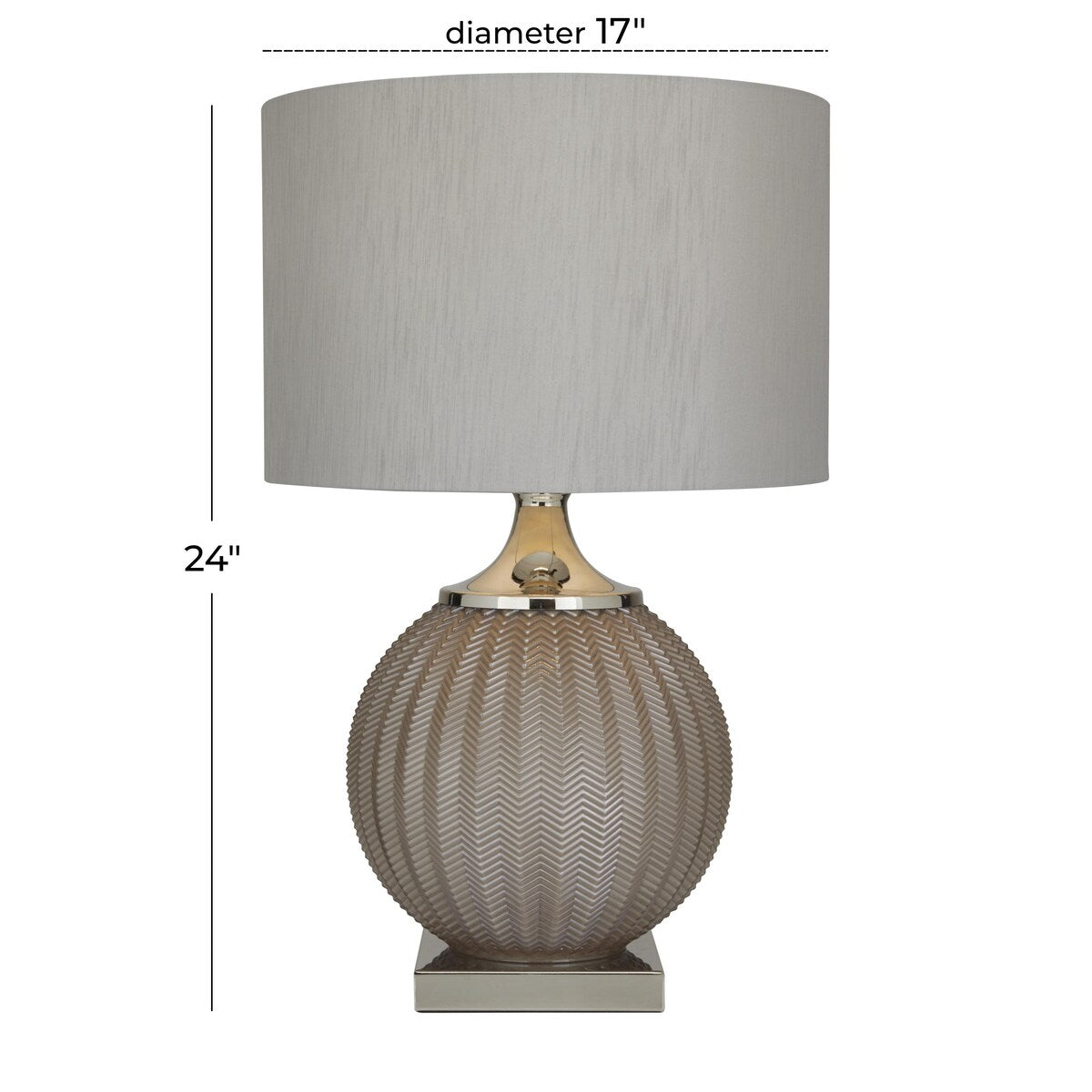 Glass Room Table Lamp with Chevron Pattern - Gray - Roche River Decor