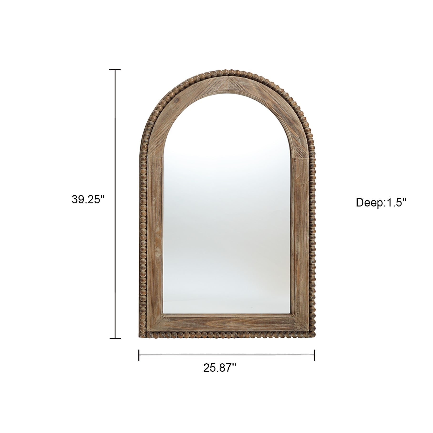 Wood Framed Arch Window Wall Mirror, Bathroom Wall Mirror - 39.25 H x 25.87 W x 1.5 D