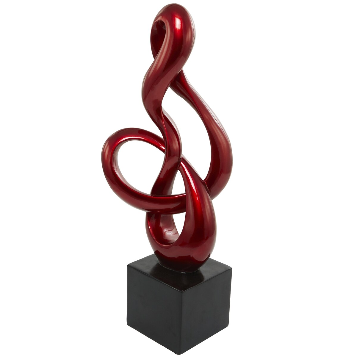 Polystone Abstract Swirl Decorative Sculpture with Black Base - Red - Roche River Decor