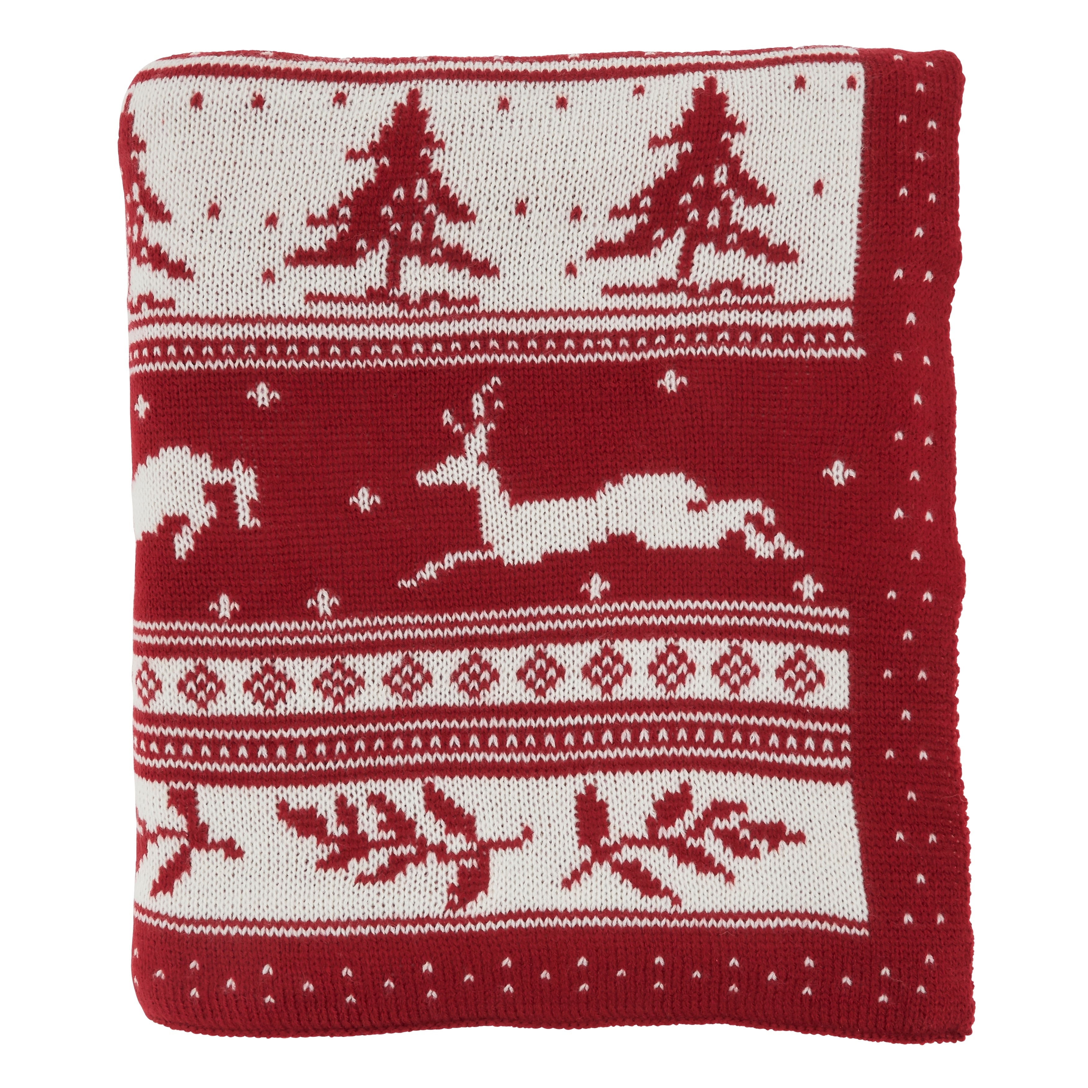 Knit Throw Blanket With Christmas Design