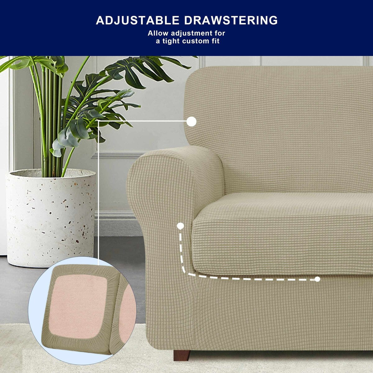 Subrtex 5-Piece Stretch Loveseat Slipcover Sets with 2 Backrest Cushion Covers and 2 Seat Cushion Covers