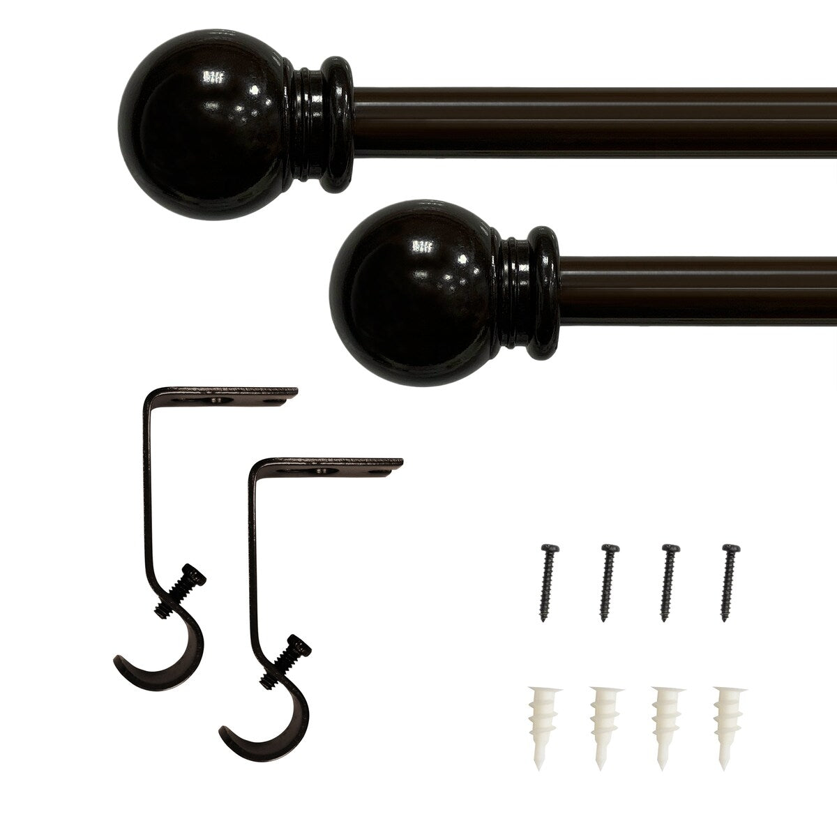 Lumi 5/8 Single Curtain Rod Set Oil Rubbed Bronze/Silver-Ball finials