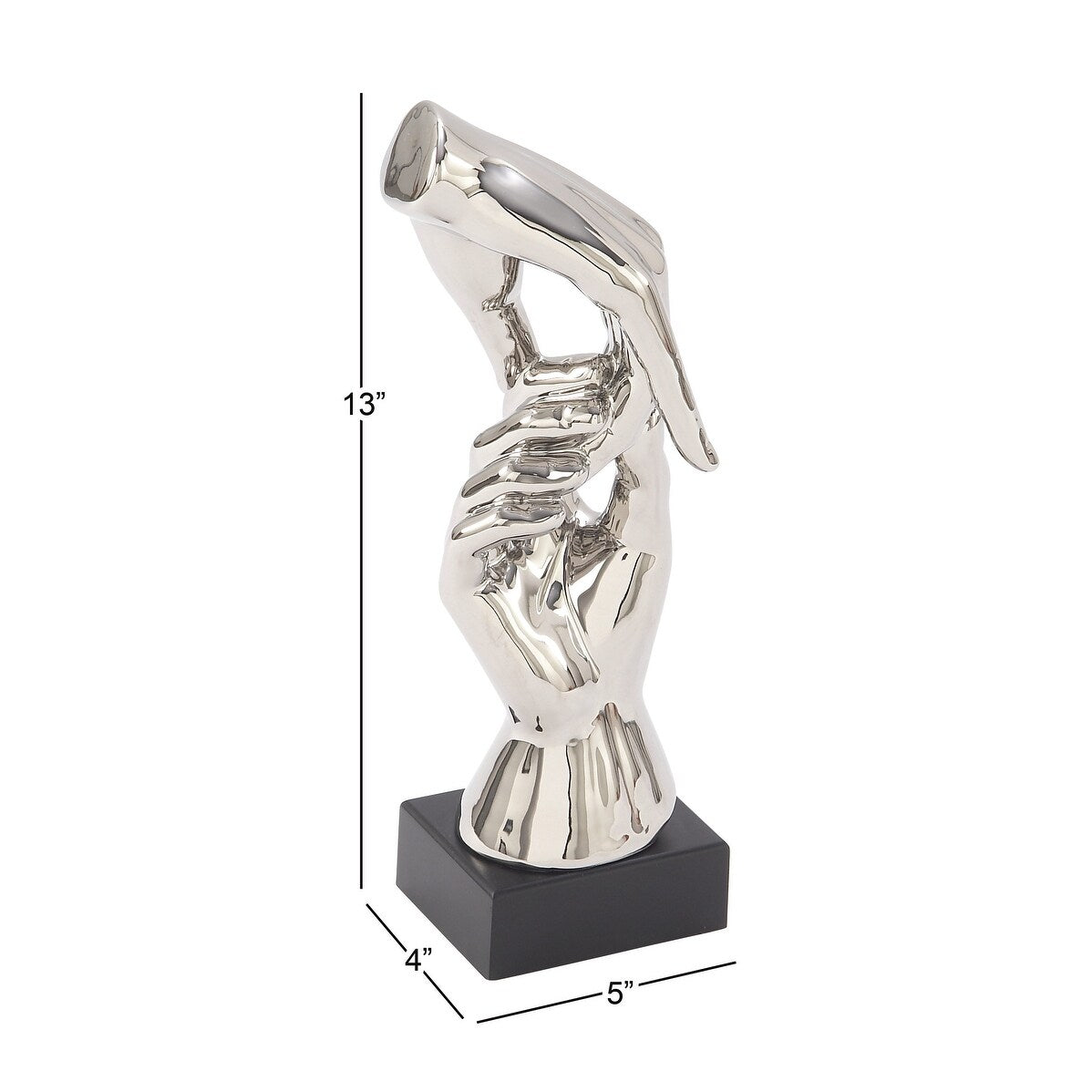 Polystone Hands Decorative Sculpture - Silver - Roche River Decor