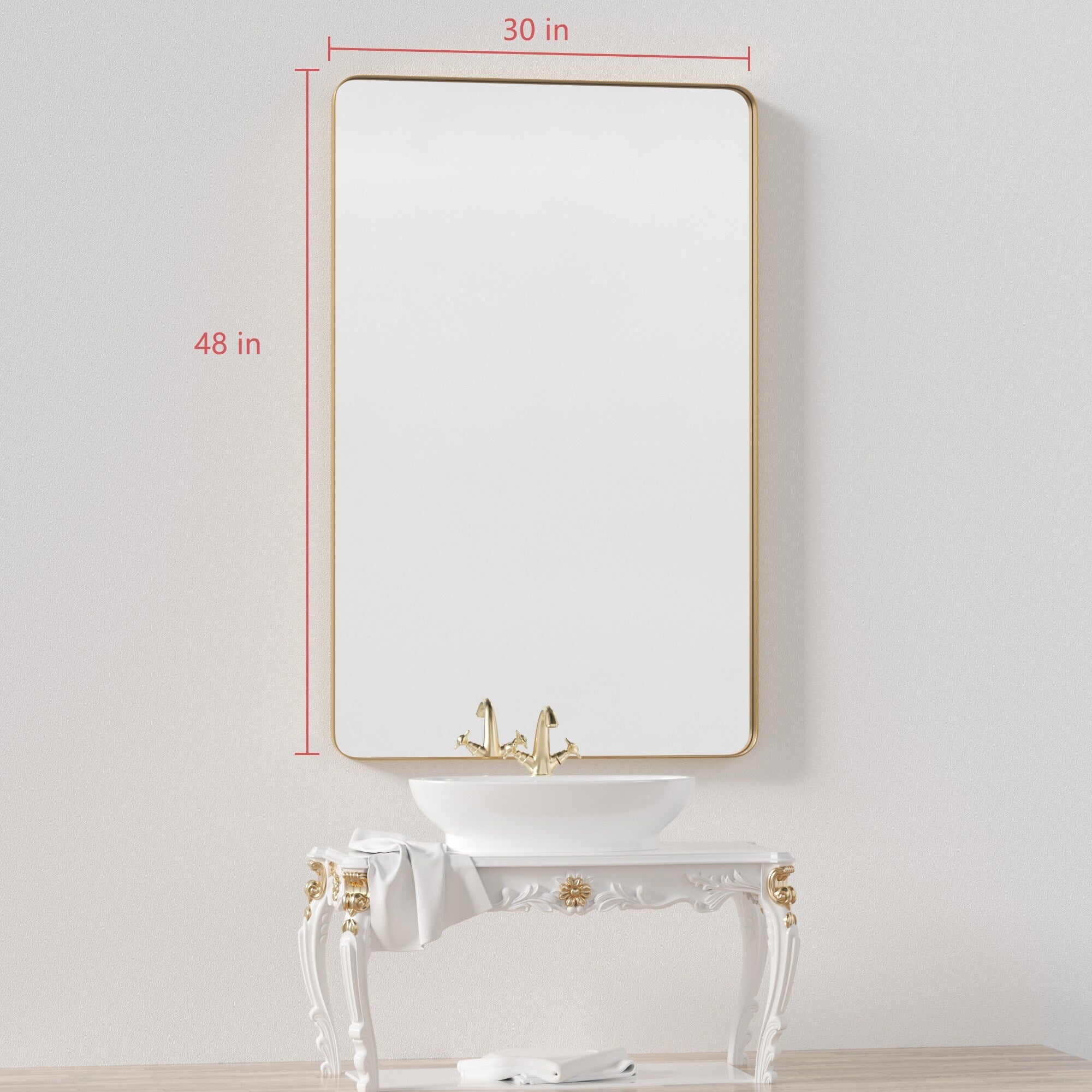 Wall Mirror Vanity Mirror Bathroom Mirror with Round Corner (1 Piece)