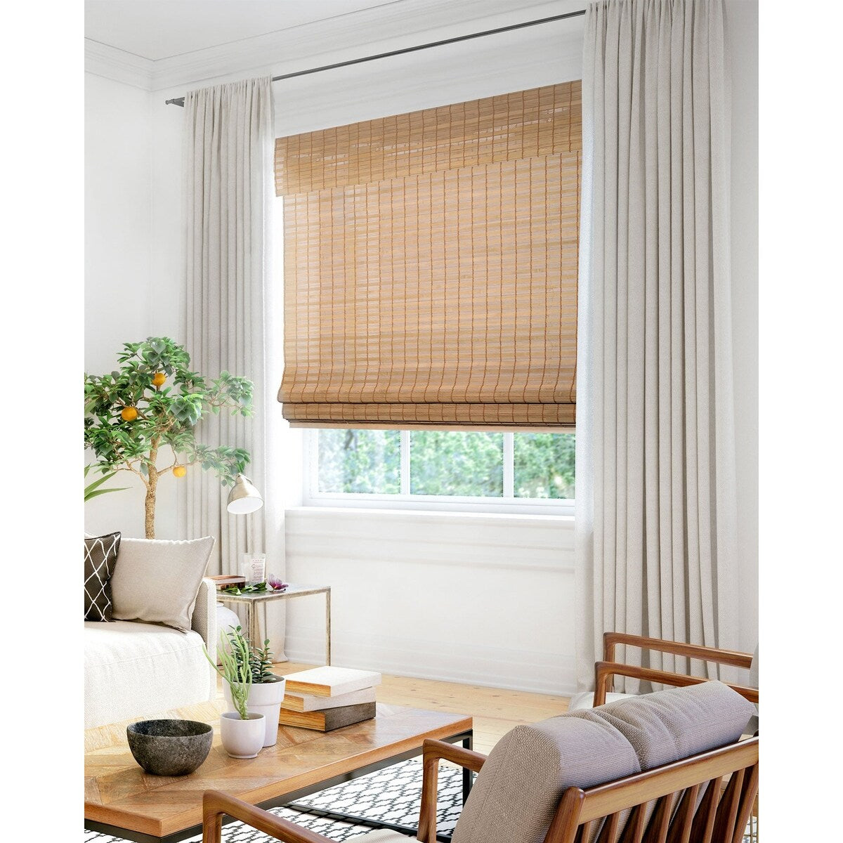 Chicology Cordless Bamboo Light-filtering Roman Shades