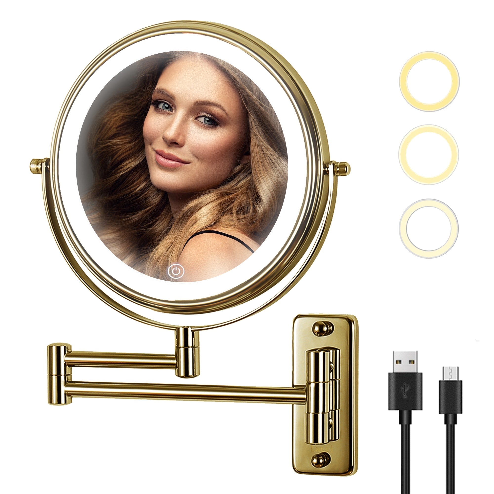 Yulika Plug-in Wall Mounted Makeup Mirror Magnifying Mirror with Light 1X/10X or 1X/7X