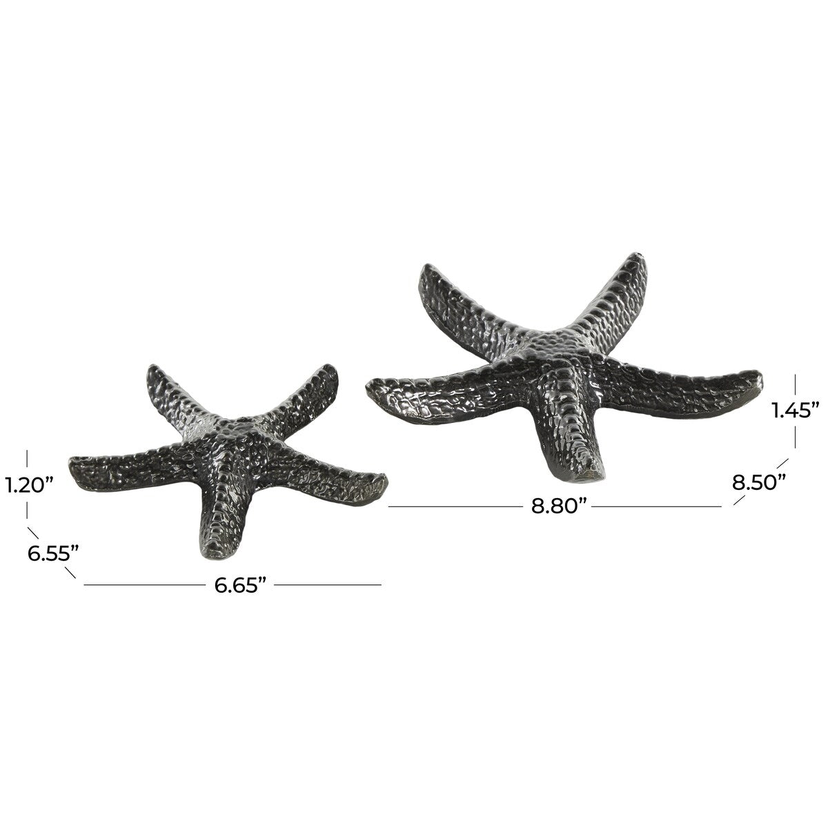 Aluminum Metal Starfish Bubble Textured Decorative Sculpture - Set of 2 Black - Roche River Decor