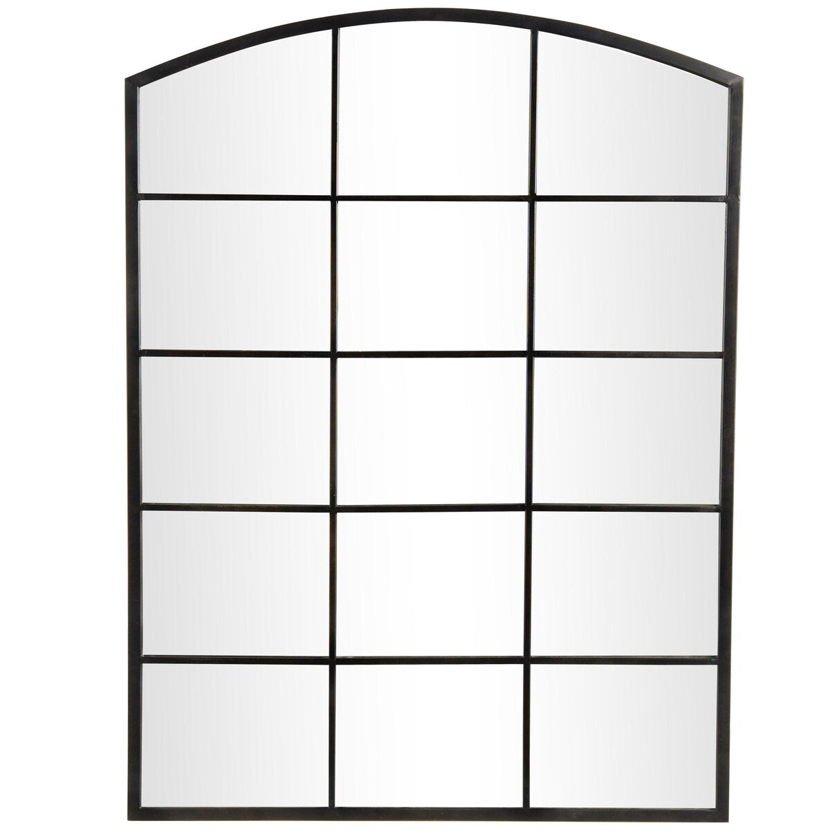 Metal Window Pane Inspired Room Wall Mirror with Arched Top - Roche River Decor