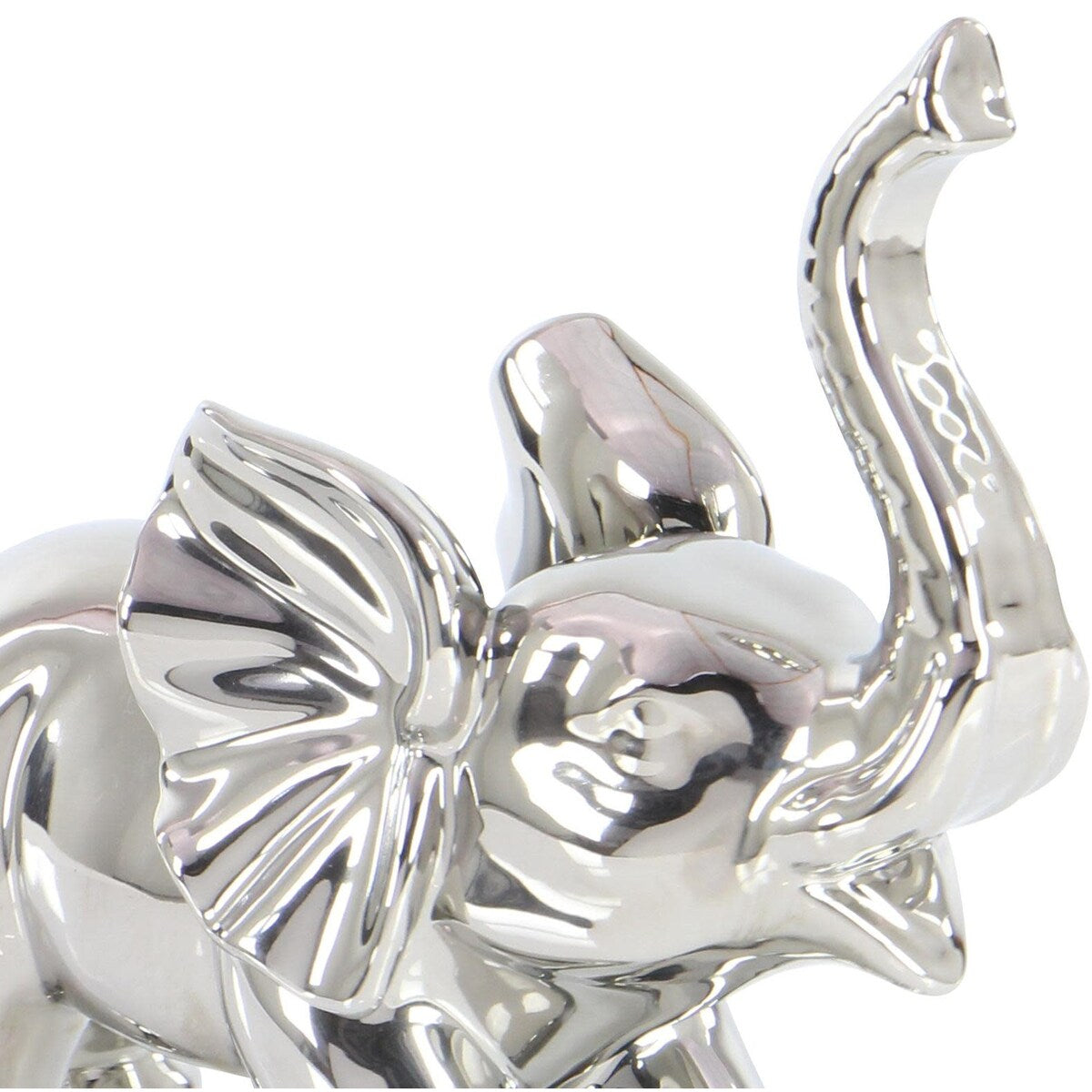 Porcelain Ceramic Elephant Decorative Sculpture - Silver - Roche River Decor