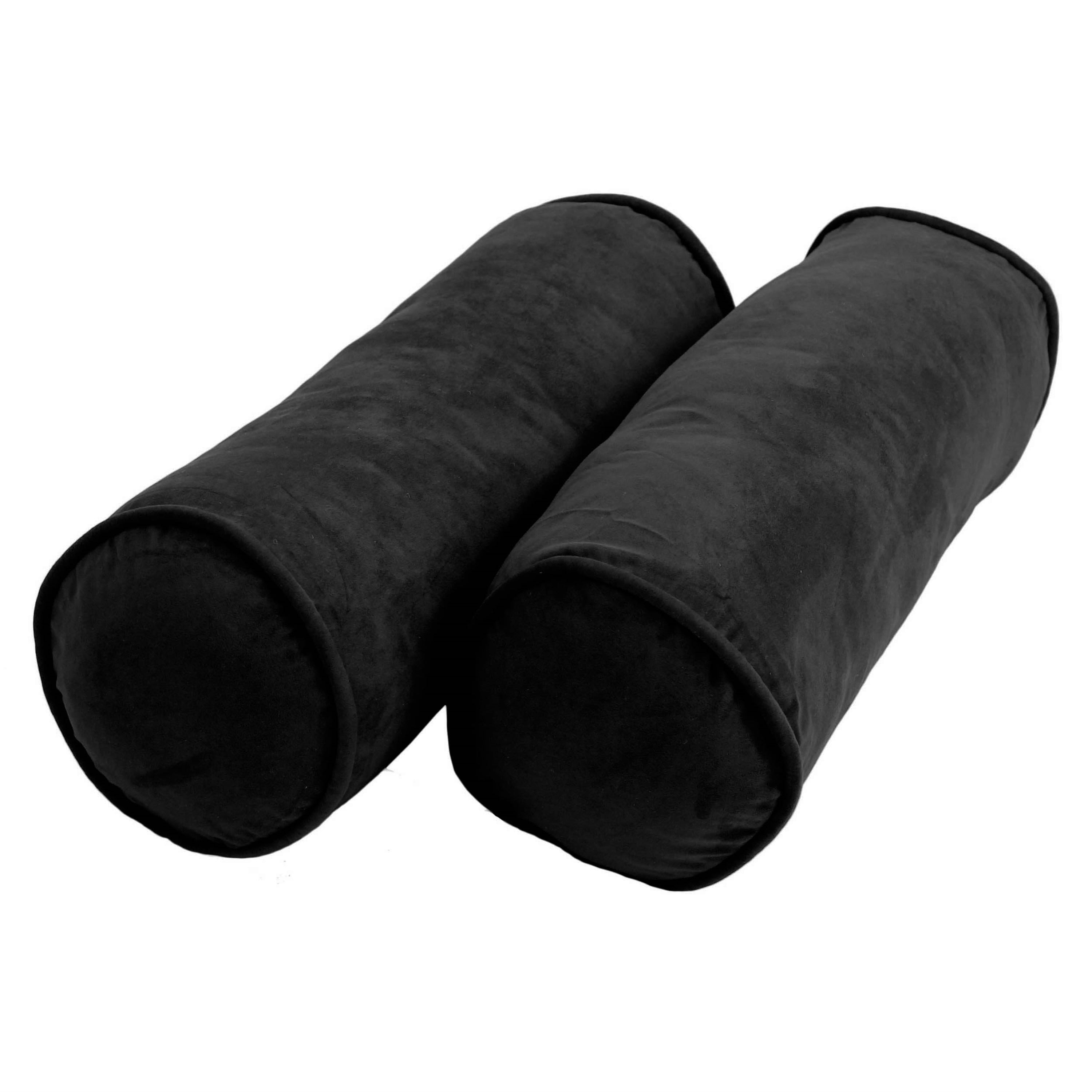 20-inch by 8-inch Corded Microsuede Bolster Pillows (Set of 2)