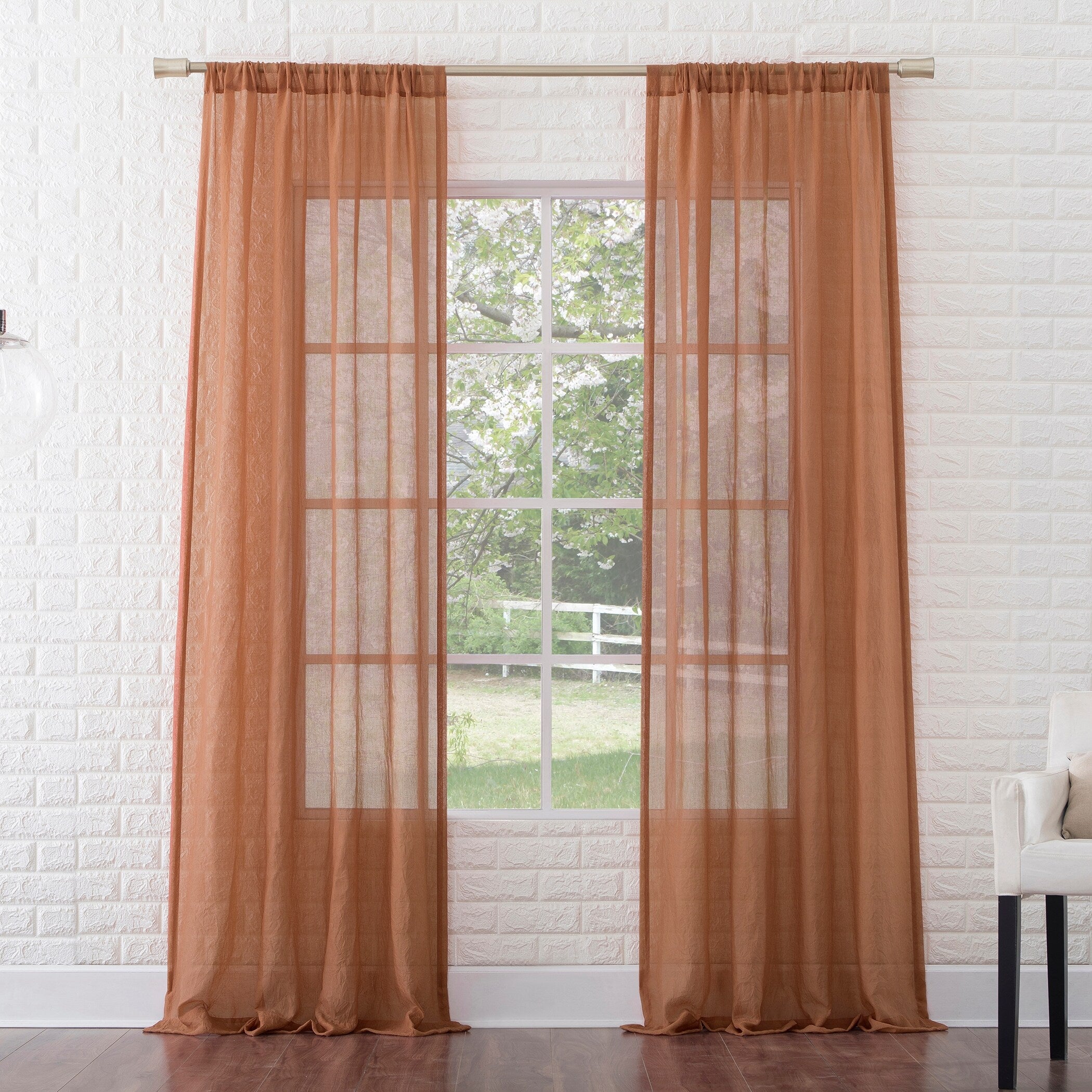 No. 918 Ladonna Crushed Texture Semi-Sheer Rod Pocket Curtain Panel, Single Panel