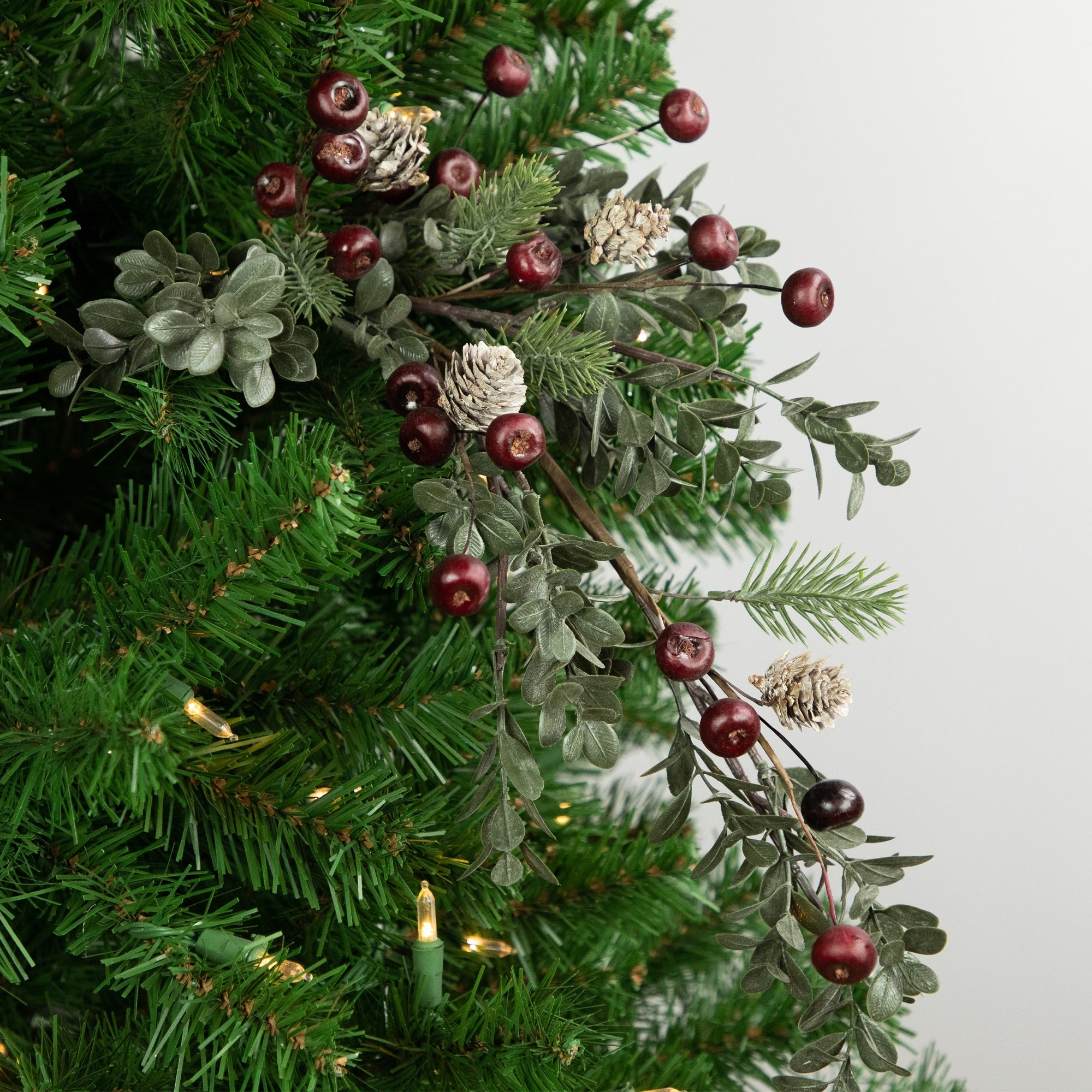 30 Mixed Foliage with Berries and Pinecones Artificial Christmas Spray