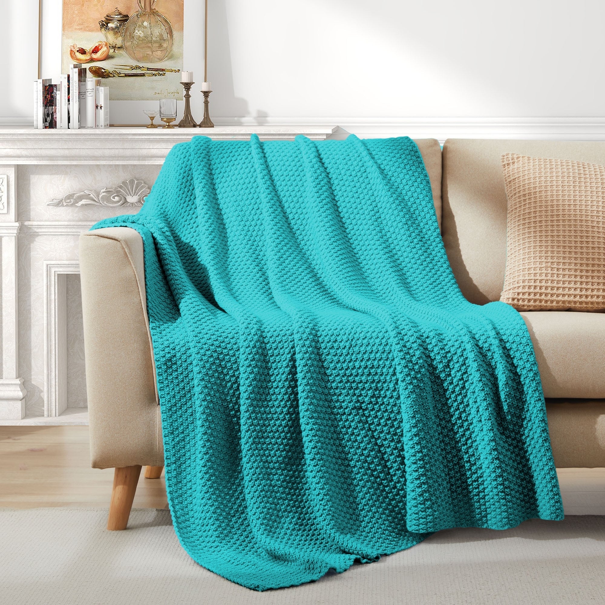 Lightweight and Soft Knit Throw Blanket for Couch